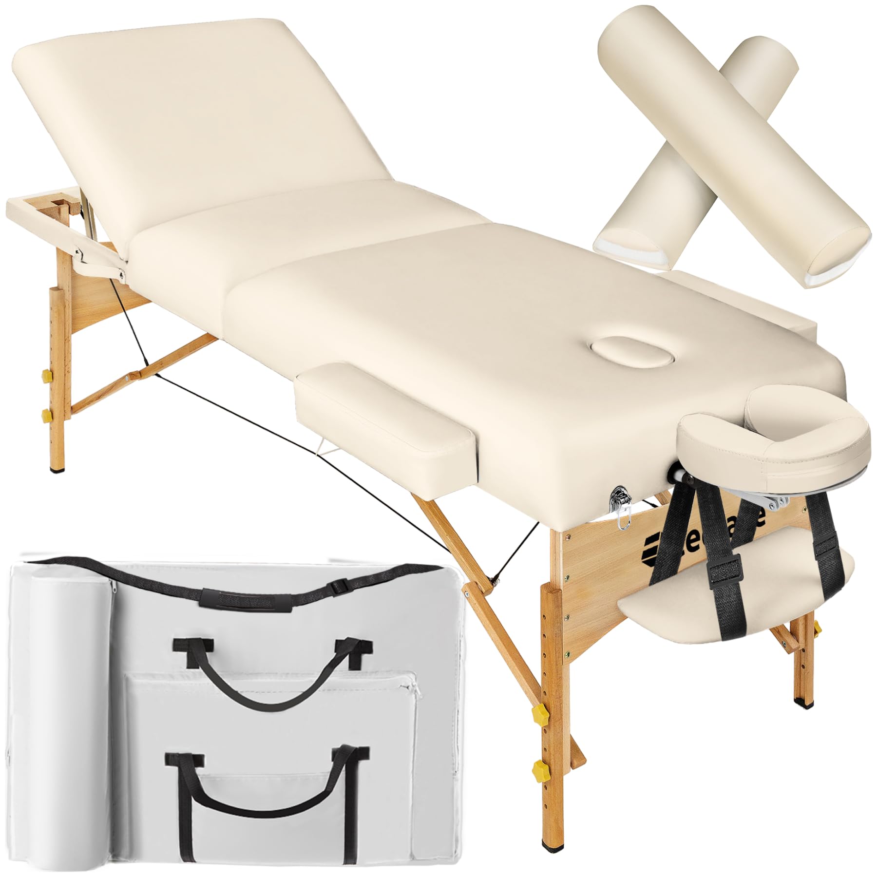 Lettino Massaggi Professionale Frankystar - Pieghevole, 3 Zone, In PU Nera Con Borsa Trasporto - Foto 4