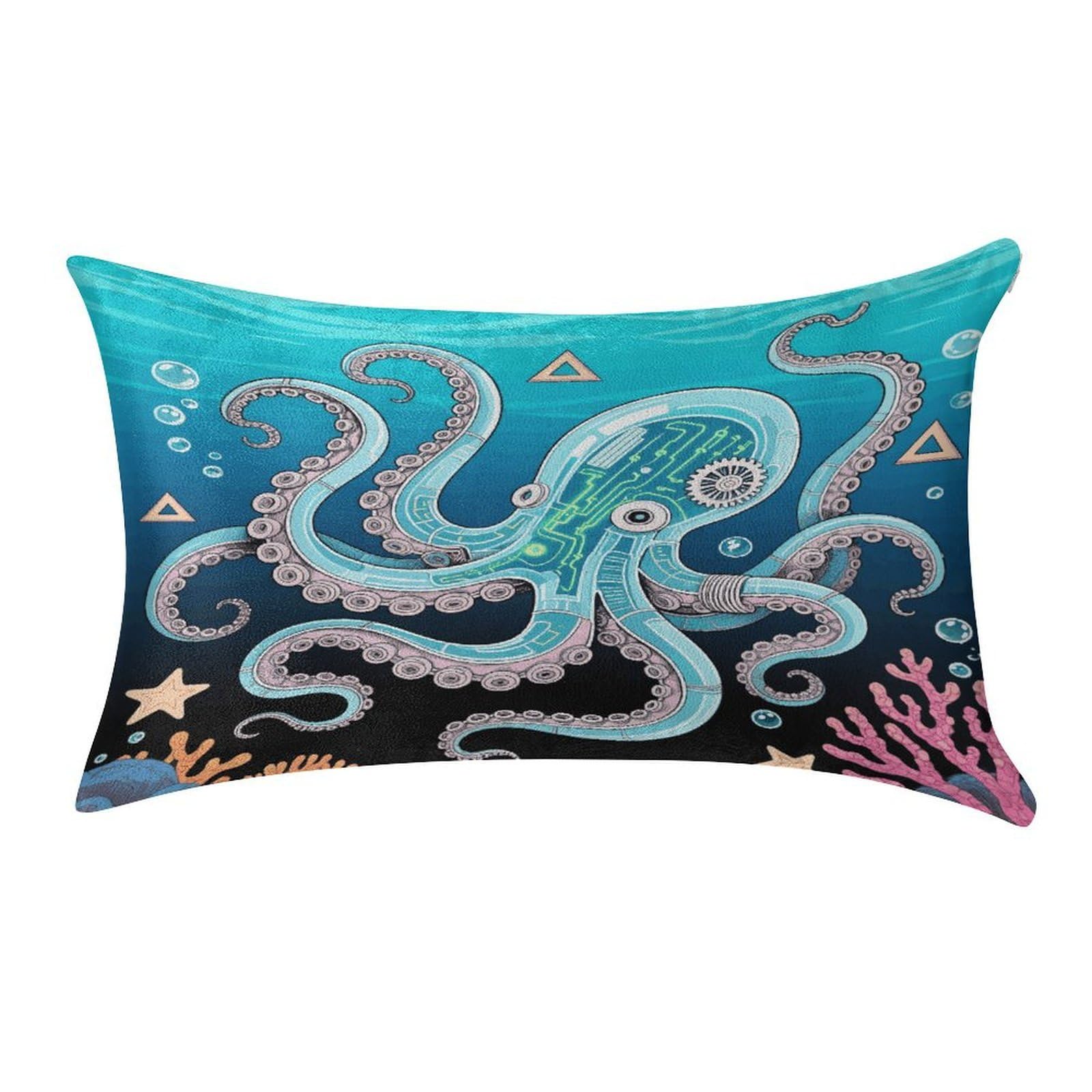 VstaDank Mechanical Octopus Pillow Covers Rectangular Cushion Case Cozy Decorative Throw Pillowcase Luxury Lumbar Pillow Shells with Zipper Soft Velvet Pillows Shams 12 X 20 in