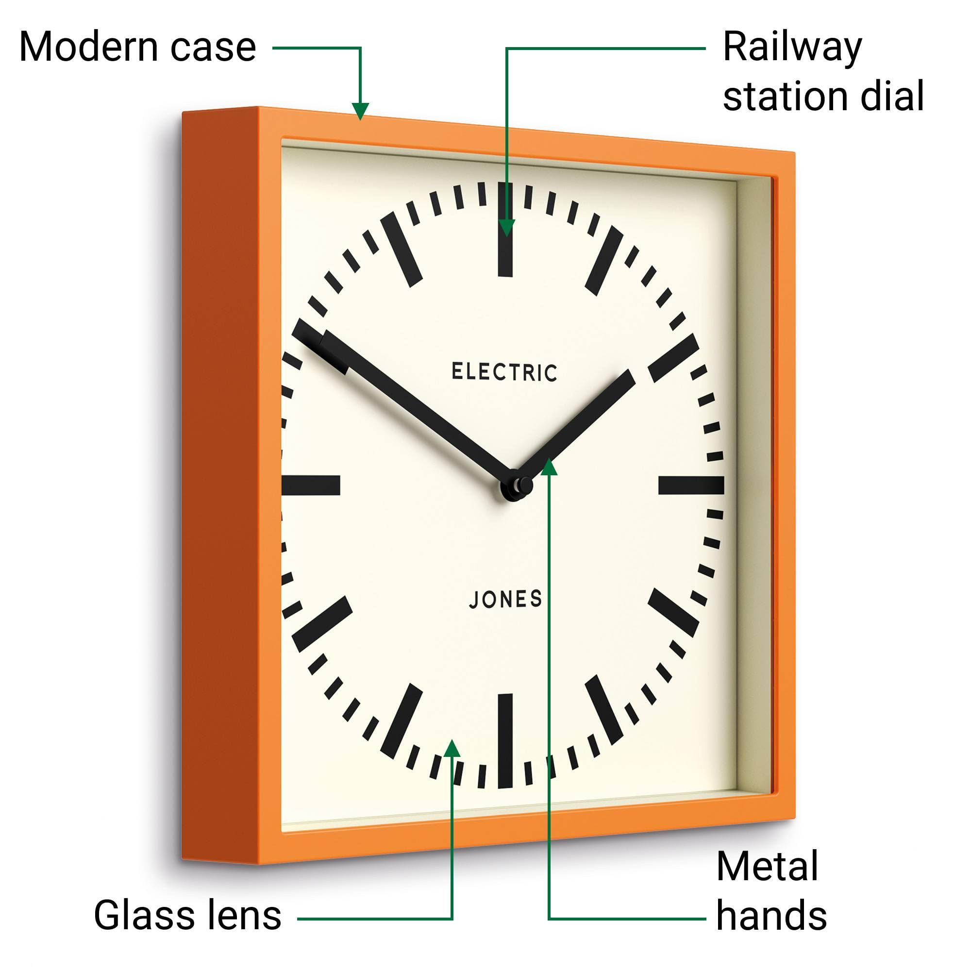 Amazon.com: JONES CLOCKS® Box Railway wall Clock | Square Station
