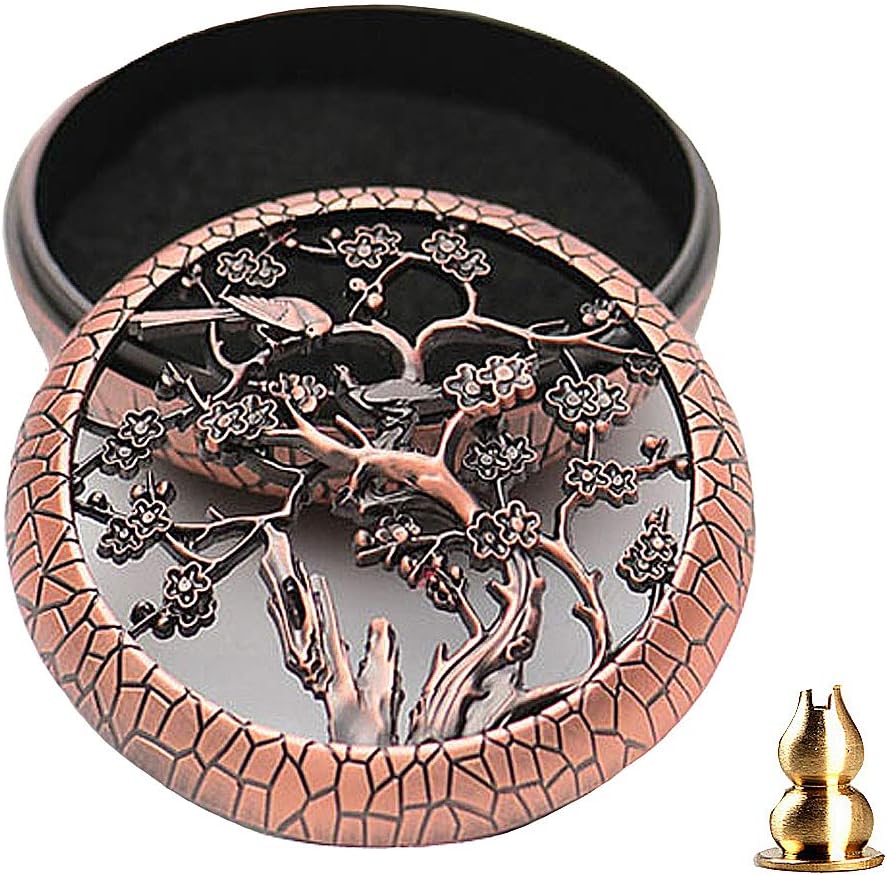 GUVVEAZ Alloy Incense Holder Burner (Stick/Cone/Coil Incense) Ash Catcher Tray Bowl with Incense Stick Holder with Fireproof Cotton as Gift