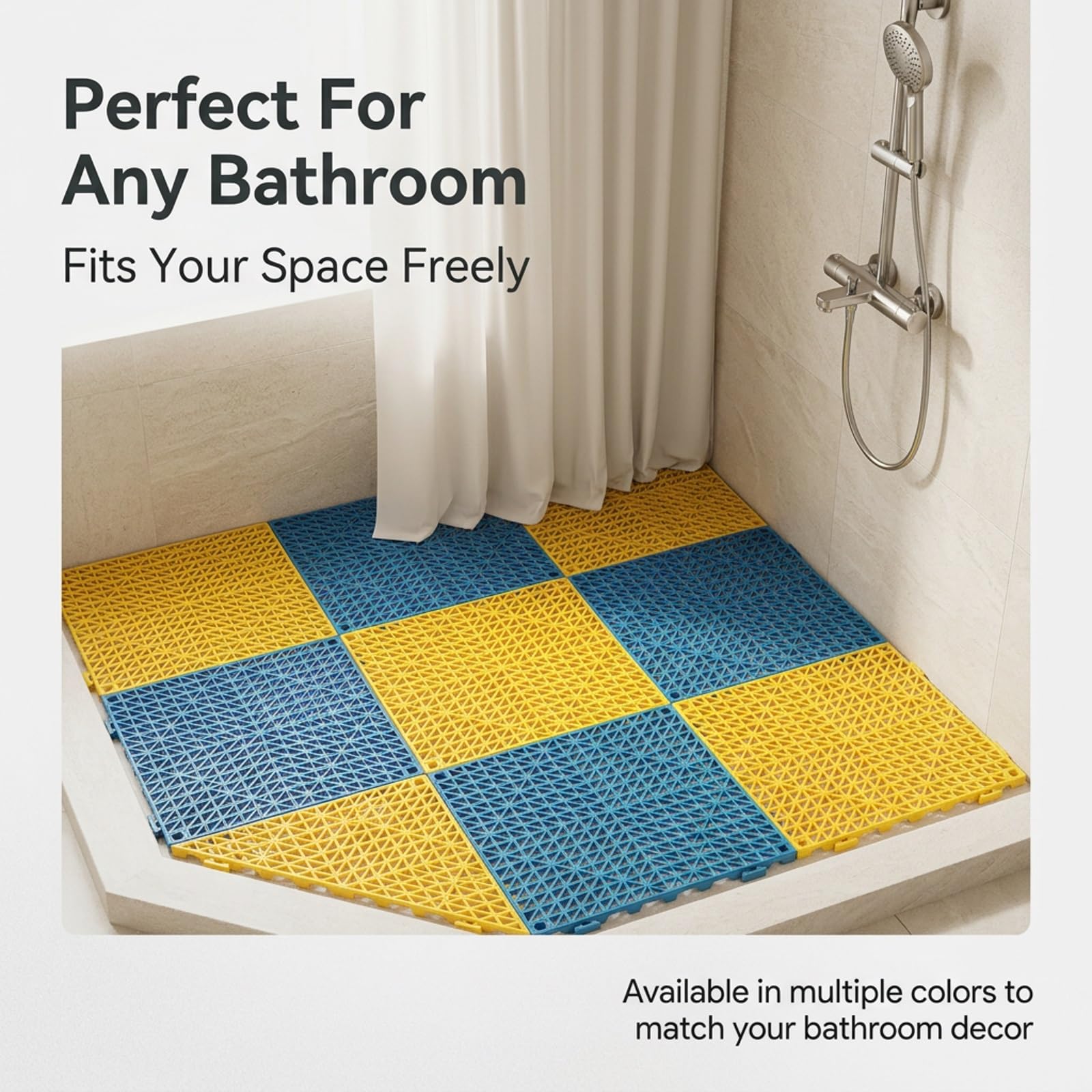 6 Alfombrillas ducha antideslizantes modulares encajables para baño.