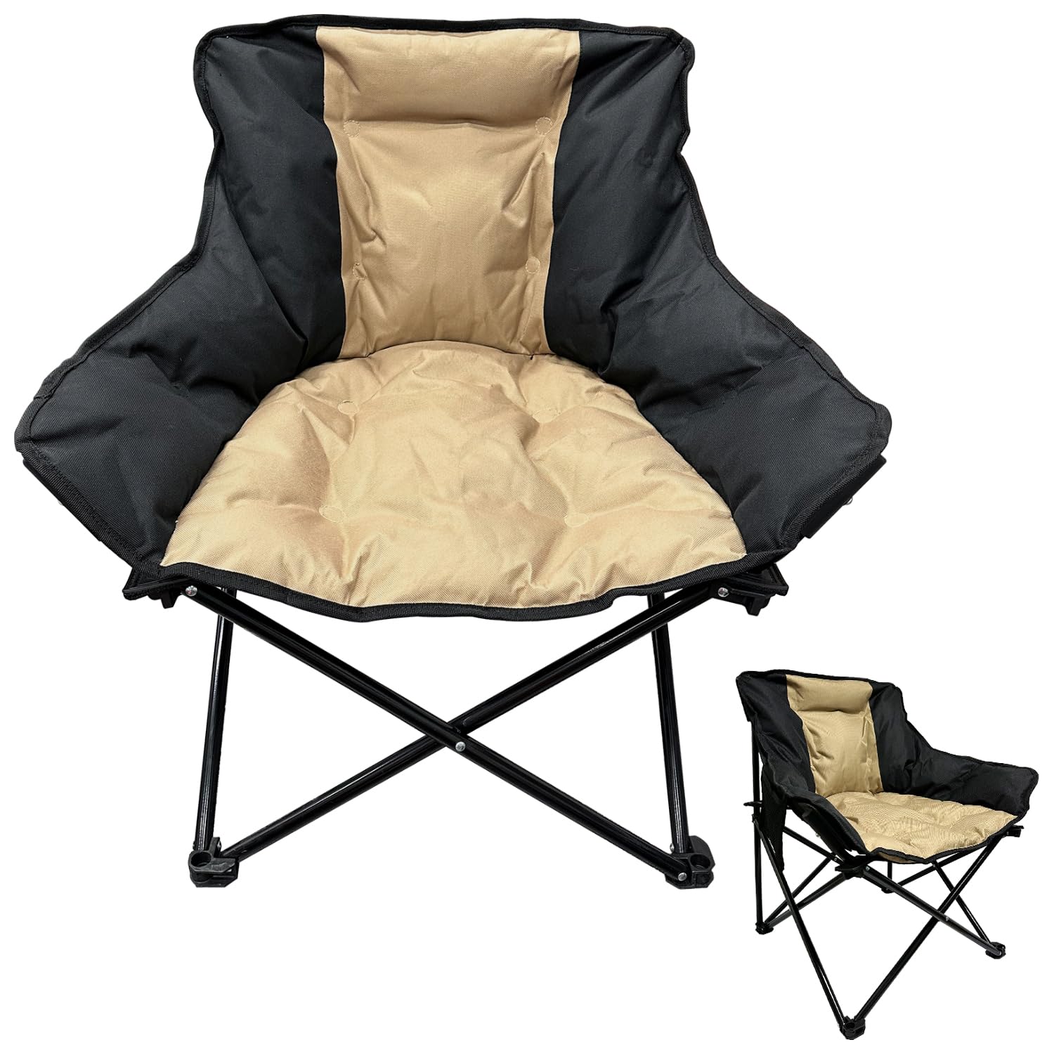 Folding Camping Chair Portable Camping Chair for Adults, Padded Camping Chair with Side Mesh Pockets and Carry Bag for Outdoor, Backpacking