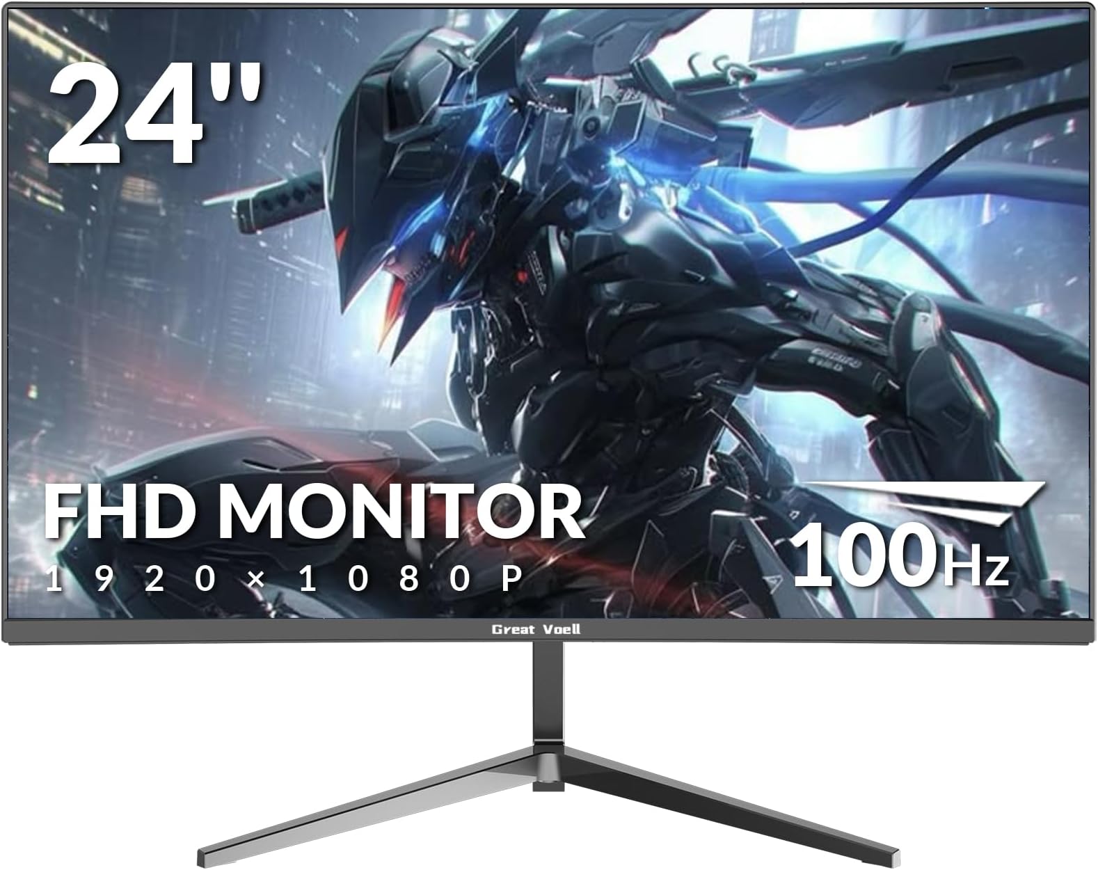 24 Inch Curved Monitor, Full HD 1080P, 100Hz Refresh Rate, 120% sRGB, 3-Side Ultra-Slim Bezel, Blue Light Filter, HDMI VGA Inputs, for Home Office Dorm – Black