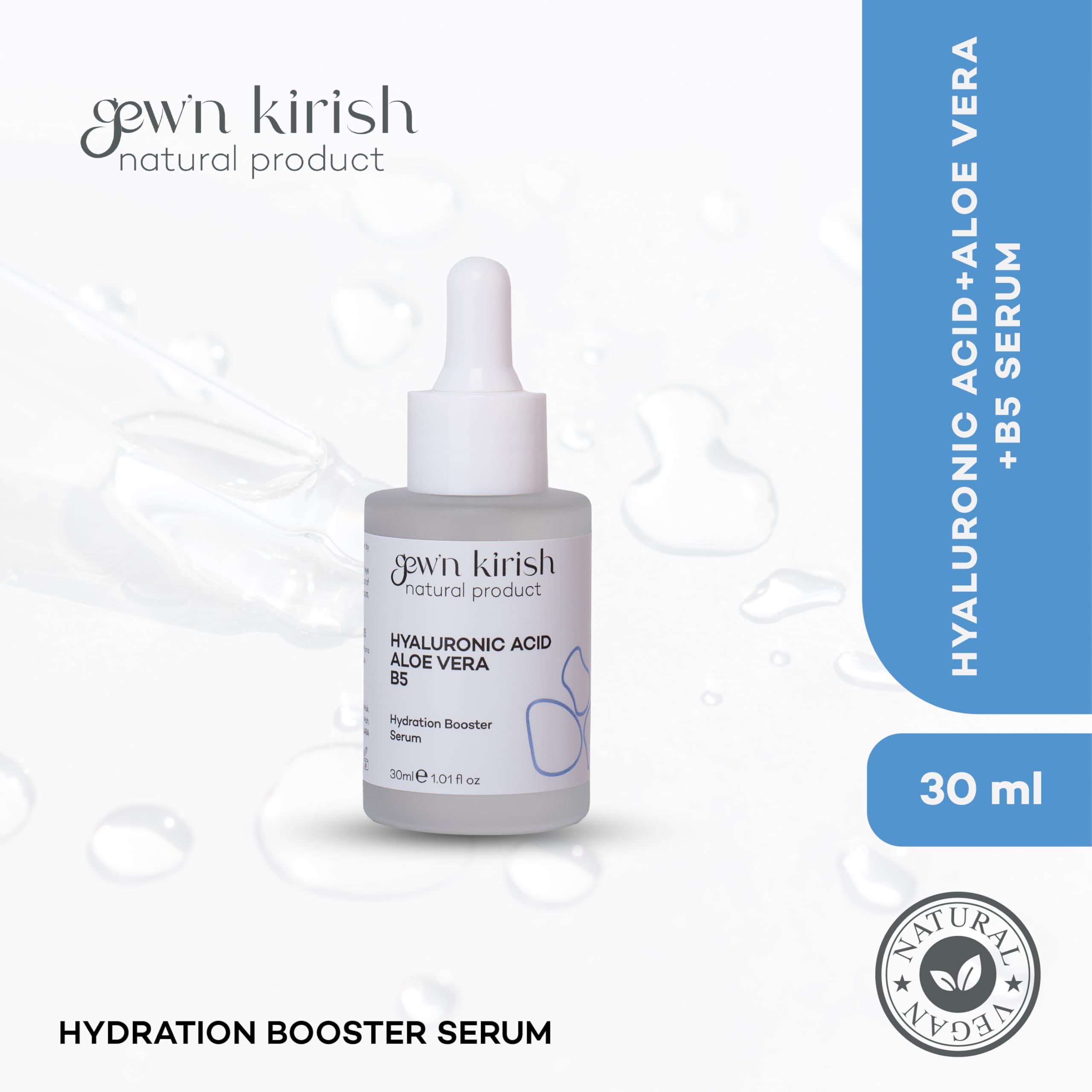 Hyaluron Serum Gesicht mit Vitamin B5 & Aloe Vera - Intensive Feuchtigkeit & Anti-Aging Gesichtspflege - Premium Hyaluron Serum hochdosiert für alle Hauttypen - Gesichtsserum Feuchtigkeit