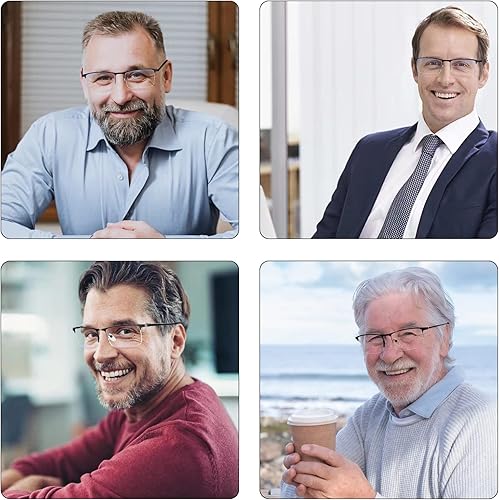 Miniatura 7 de WEIMELTOY Paquete de 3 lentes de lectura con bloqueo de luz azul para hombres, elegantes lectores de computadora de metal con medio marco, anteojos