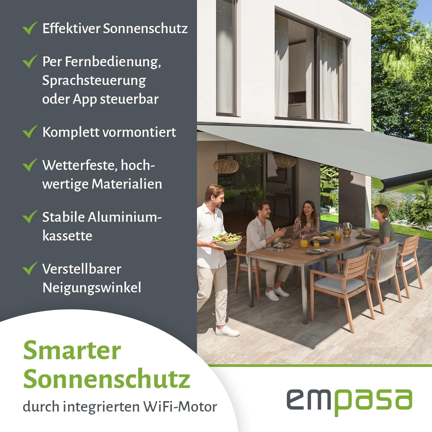 empasa elektrische Vollkassettenmarkise Profi Plus mit WiFi-Motor