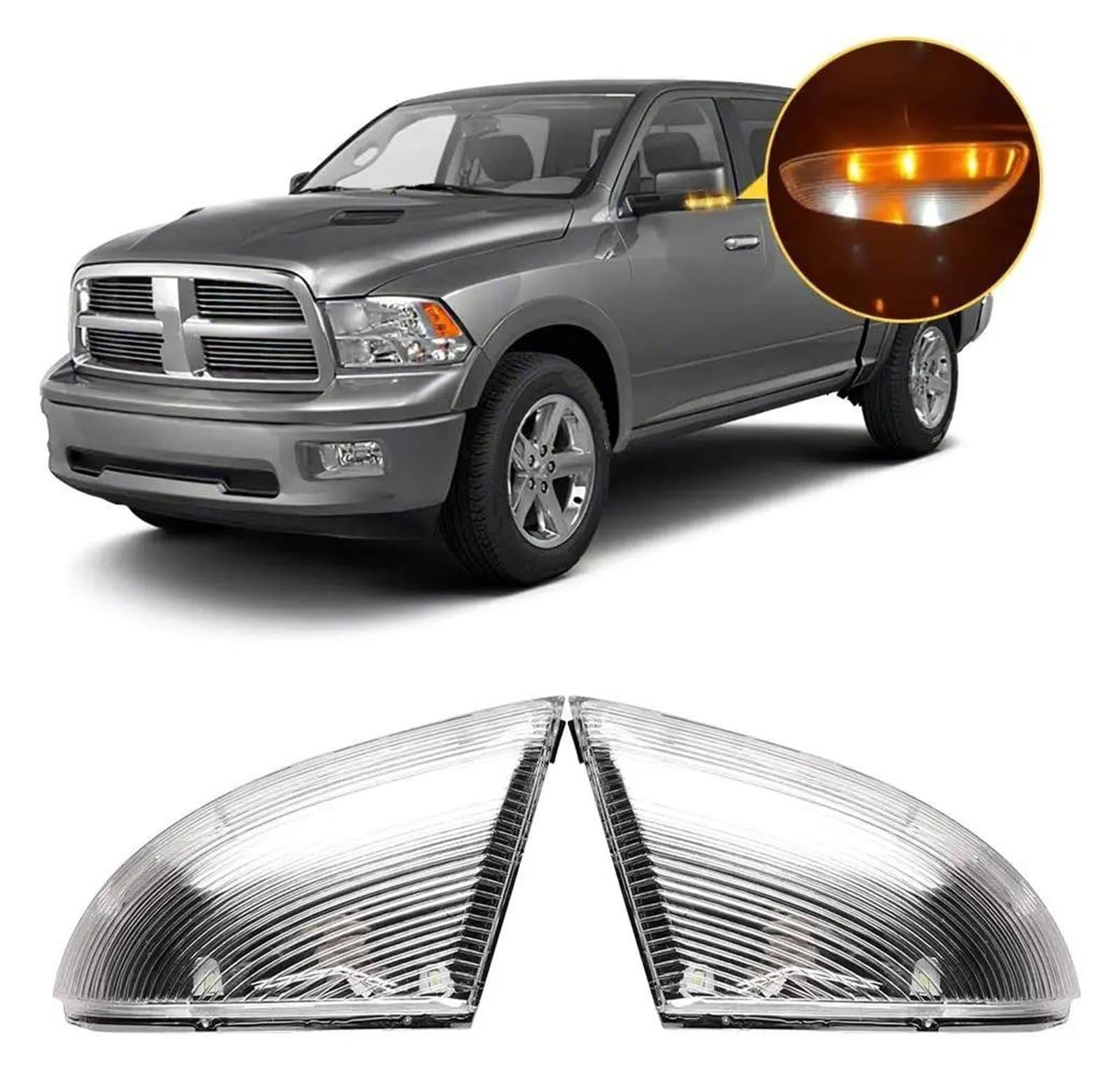 Clignotant Pour Dodge Pour Ram 1500 2500 2010-2018 LED Miroir Clignotant Flaque Lumière Voiture Rétroviseur Côté Marqueur Lampe Assemblée Signalisation