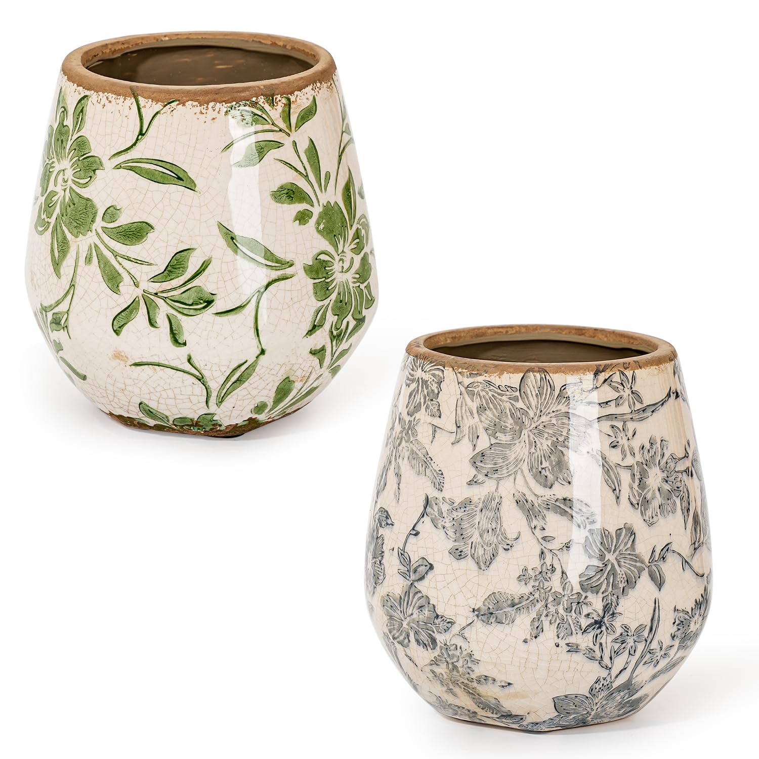 Amazon.com: Sungmor Vintage Ceramic Planter Set of 2 - Decorative