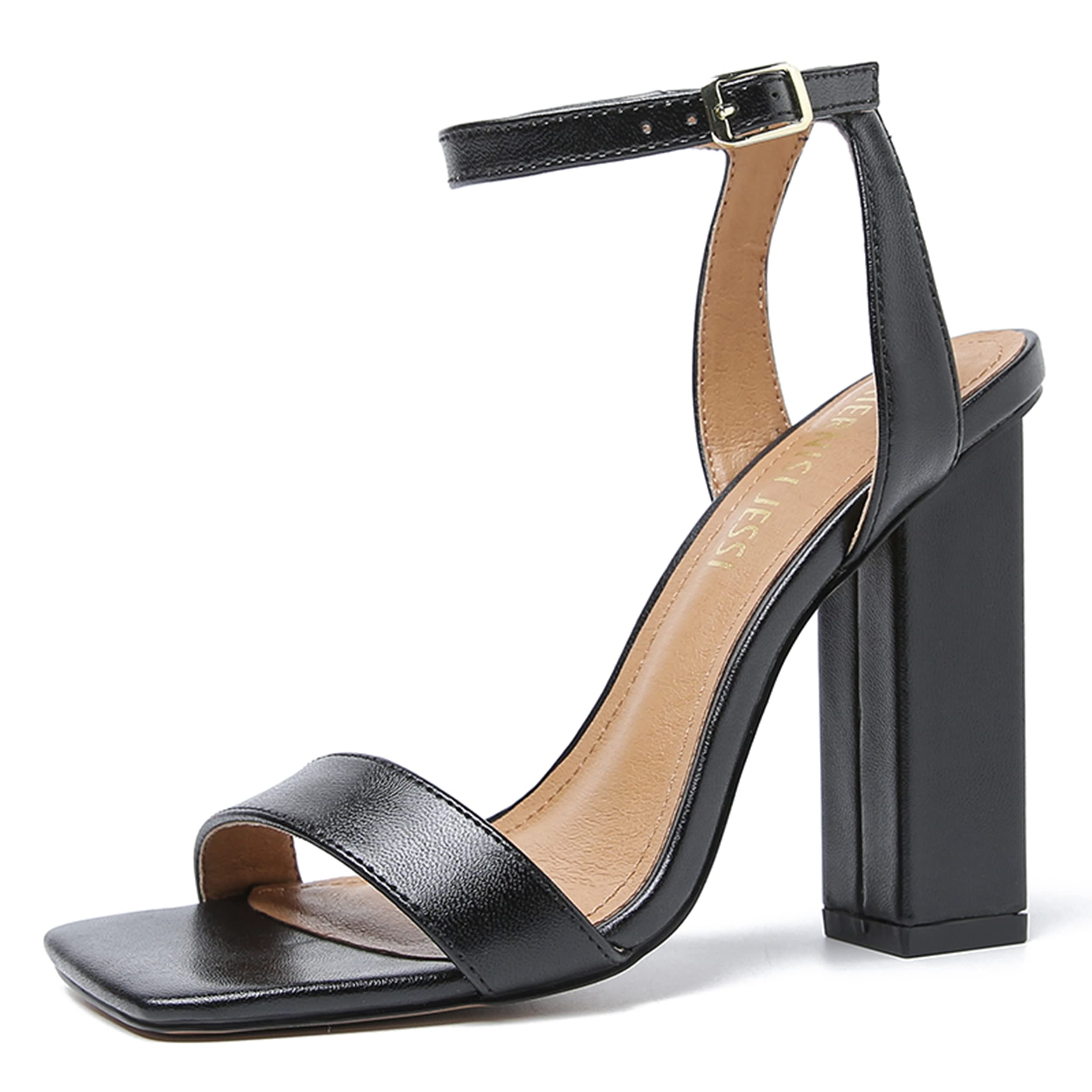 MAIERNISI JESSIUnisex Men's Women's Ankle Strap Heels Block High Heel Dress Sandals