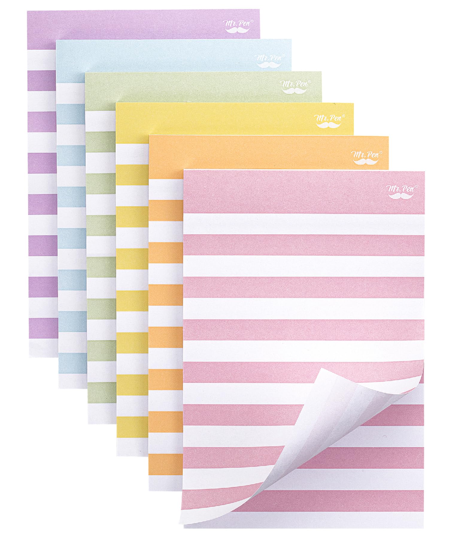 Mr. Pen Lined Sticky Notes 4x6, 6 Pads, 45 Sheets, Assorted Colors