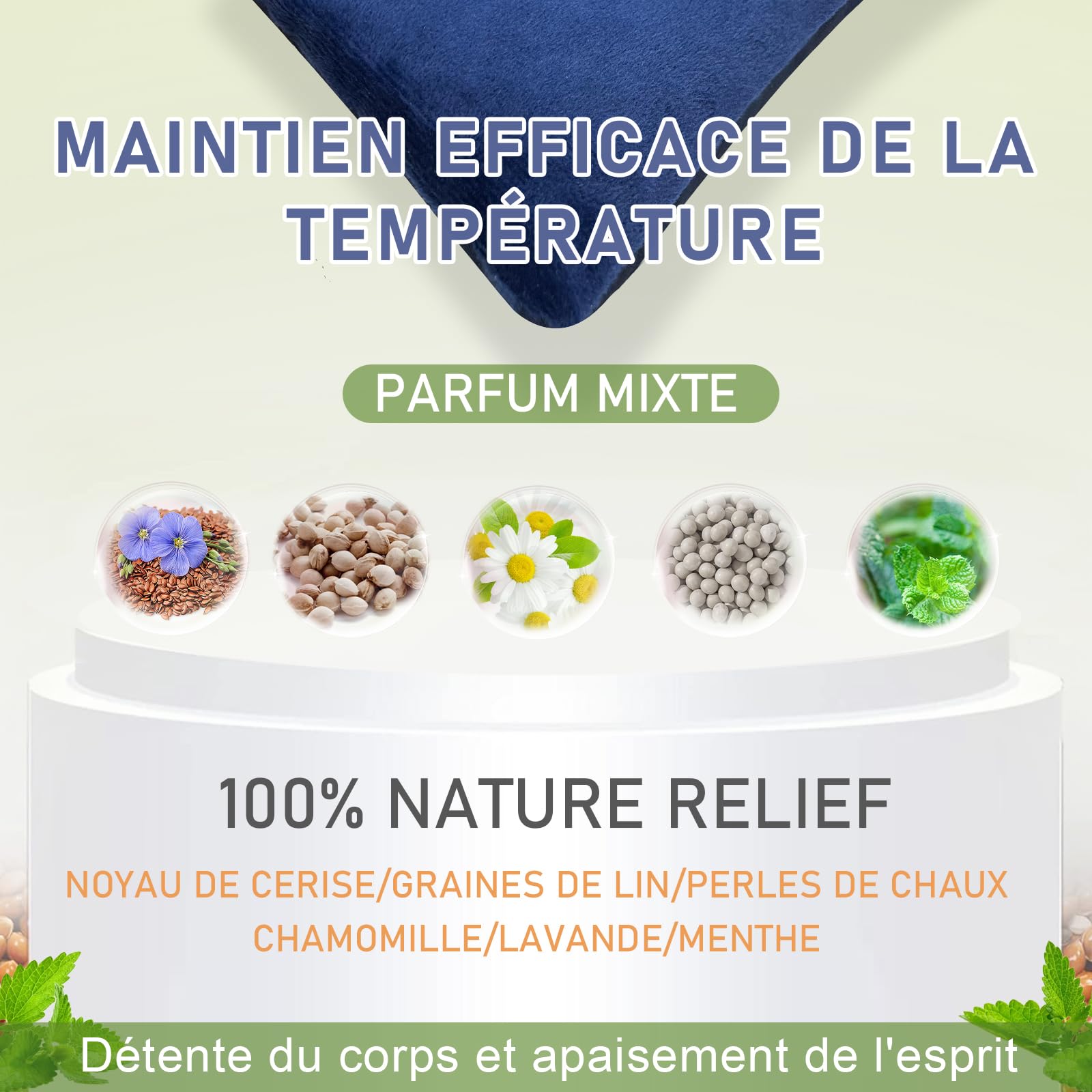 uncn Coussin Chauffant Micro Onde, Bouillotte Micro-onde, Graine de lin,noyaux cerises,grande poche chauffante nuque epaule et dos,cervicales,ventre coton, chaleur humide pour compresse froide38*23cm