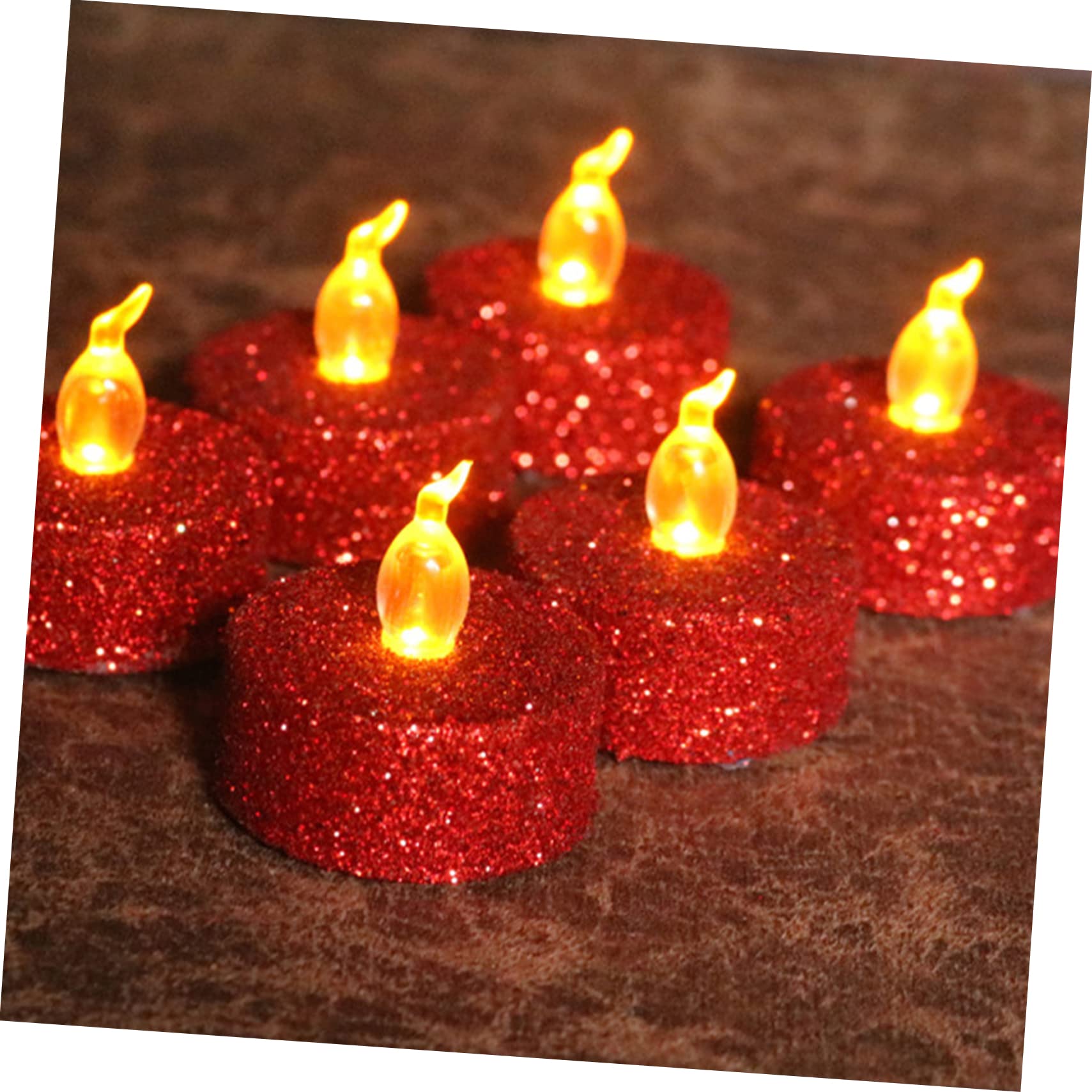 VICASKY 60 Pezzi Candele LED Fiamma con Glitter Decorative per Tè Batteria Eleganti Lampade da Notte per Romantiche e