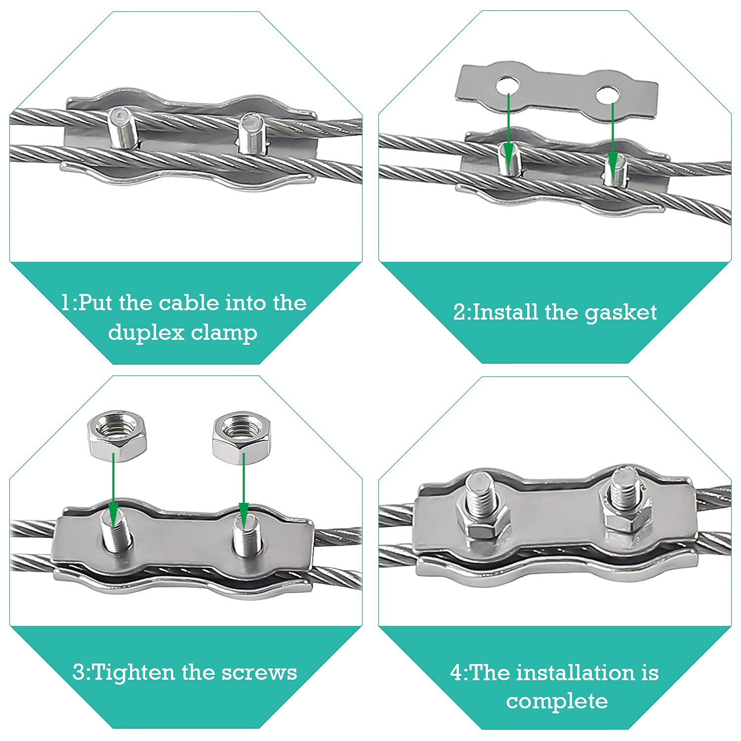 6 Morsetti Duplex M5 In Acciaio Inox 304 - Per Funi Metalliche Da 5mm | Fissaggio Sicuro