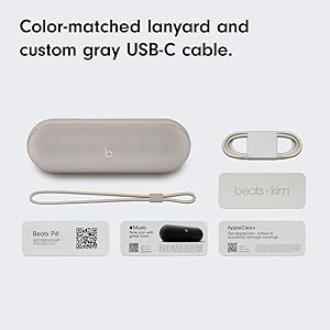 Beats Pill x Kim Kardashian - Wireless Bluetooth Speaker and Portable Charger via USB-C - Up to 24 Hours Battery Life, IP67 Water Resistant, Apple & Android Compatible, Built-in Mic Light Gray