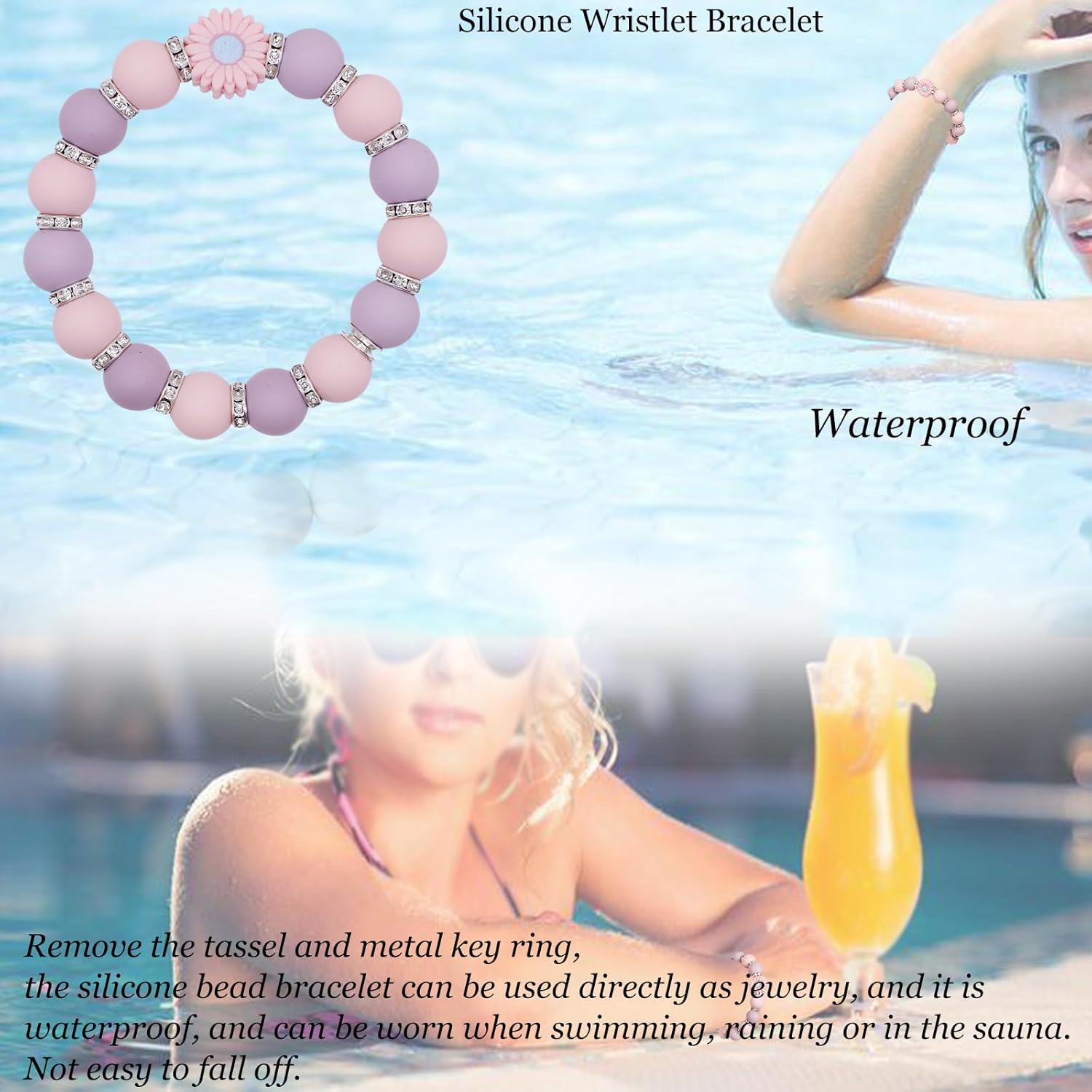 BIHRTC Key Ring Bracelet Car Keychain Holder Wristlet Silicone Women Beaded Bangle Chains - Image 5