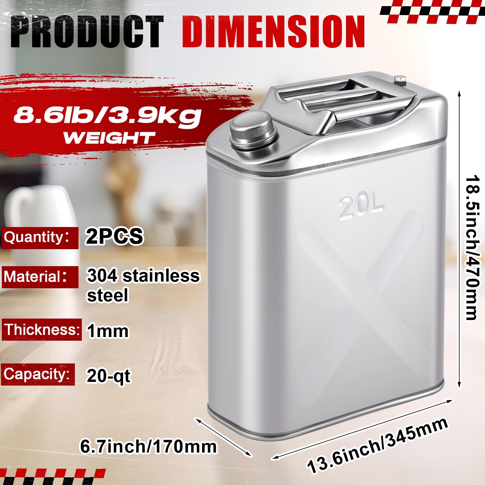 Blulu 2 latas de almacenamiento de aceite de cocina de acero inoxidable de 5 galones, distribuidor comercial 304 de seguridad alimentaria, contenedor de almacenamiento de aceite con tubo guía y tapa