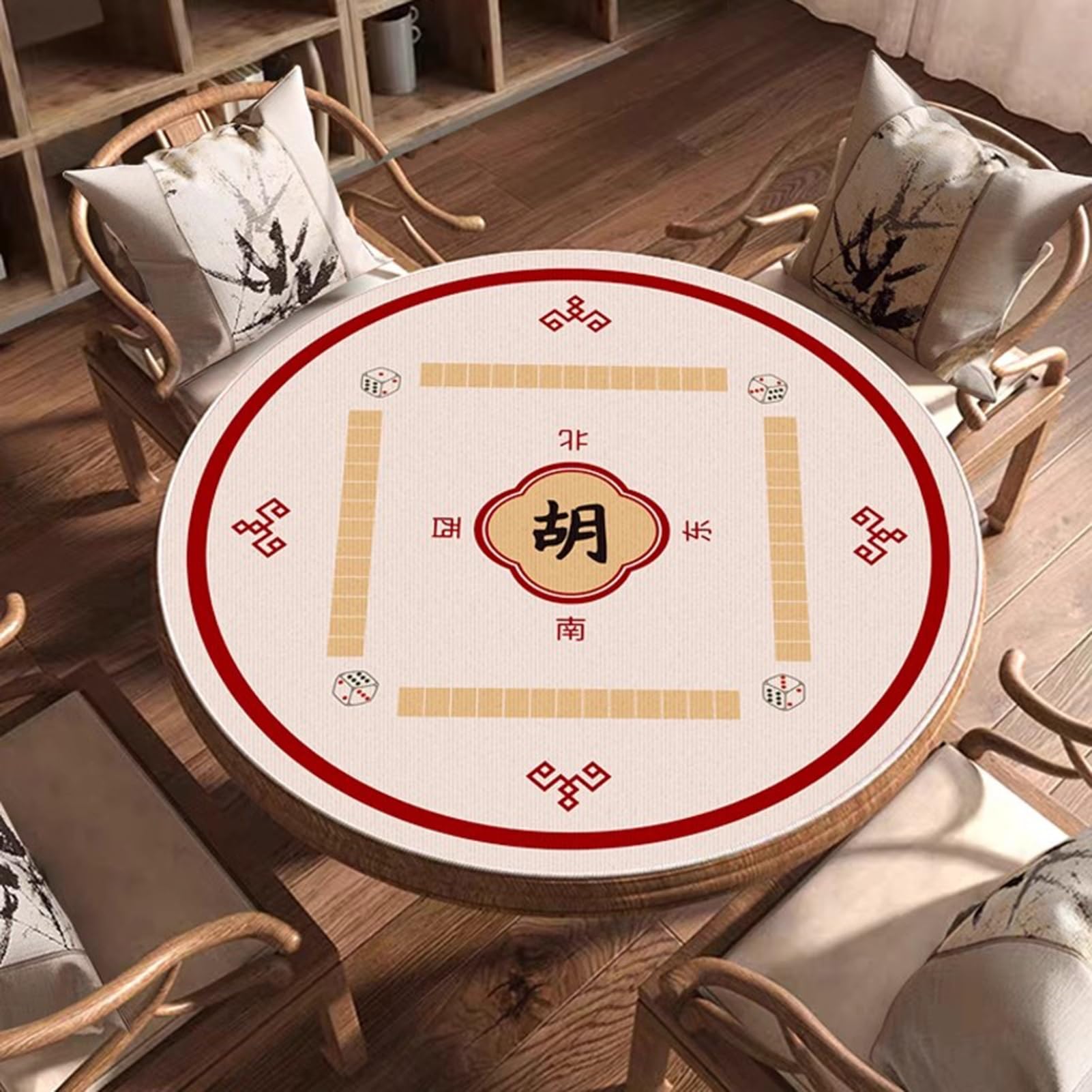 Mahjong Mat Antypoślizgowa Redukcja Hałasu Mahjong Pokrowiec Na Stół Mahjong Mahjong Poker Gry Karciane Gry Planszowe (Czerwony, 140 cm/55 cali)