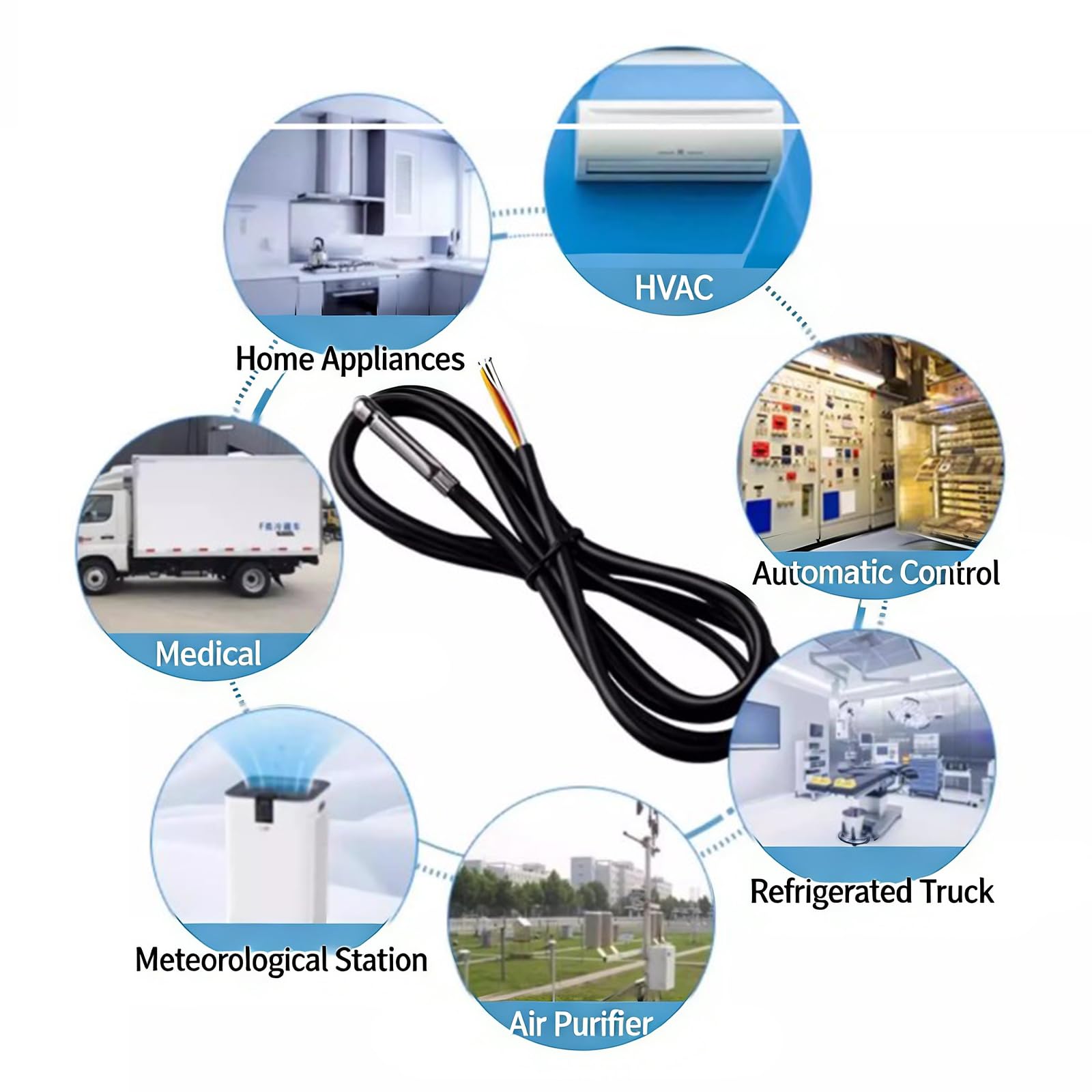 Cable de 1 m, módulo digital de sensor de temperatura y humedad, transmisión de 20 m, IP68, impermeable, para proyectos, transductor de humedad y temperatura