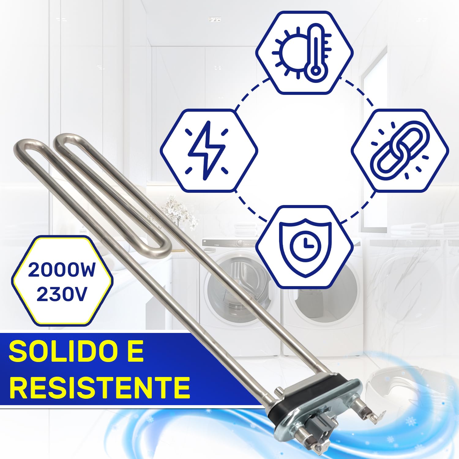 Heater Element Compatibile Elemento Riscaldante Per Lavatrice Bosch E Simili - 2000W 230V, Ricambio Compatibile Con 12004179 Resistenza Lavatrice Bosch - Foto 7