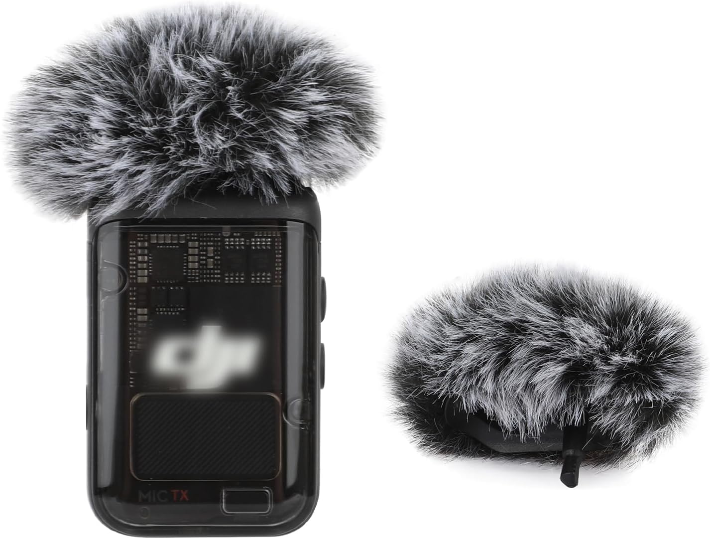 Grey Windscreen for DJI MIC 2 / OSMO POCKET 3 Microphone Furry Wind Muff Grey Foam, 2-Pack