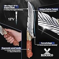 Vista 3 de Cuchillo vikingo de pluma ROCOCO, cuchillo japonés para deshuesar con funda, colección para camping al aire libre, barbacoa, cumpleaños, idea