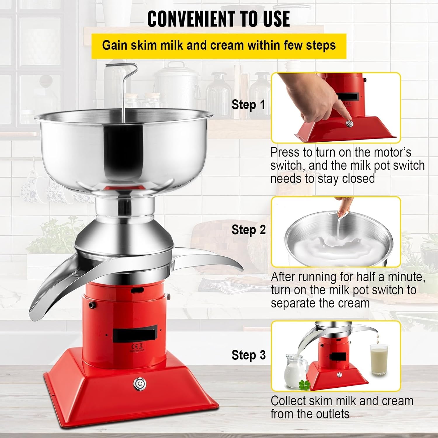 50L/H Electric Milk Cream Separator Commercial Stainless Steel Centrifugal Skimmer Household Butter Milk Skimming Machine