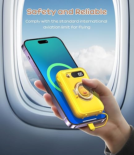 Miniatura 6 de TTVCER Cargador portátil de 10000 mAh, USB C de 22.5 W, pequeño y lindo, batería compacta de carga rápida con 2 cables integrados y pantalla digital