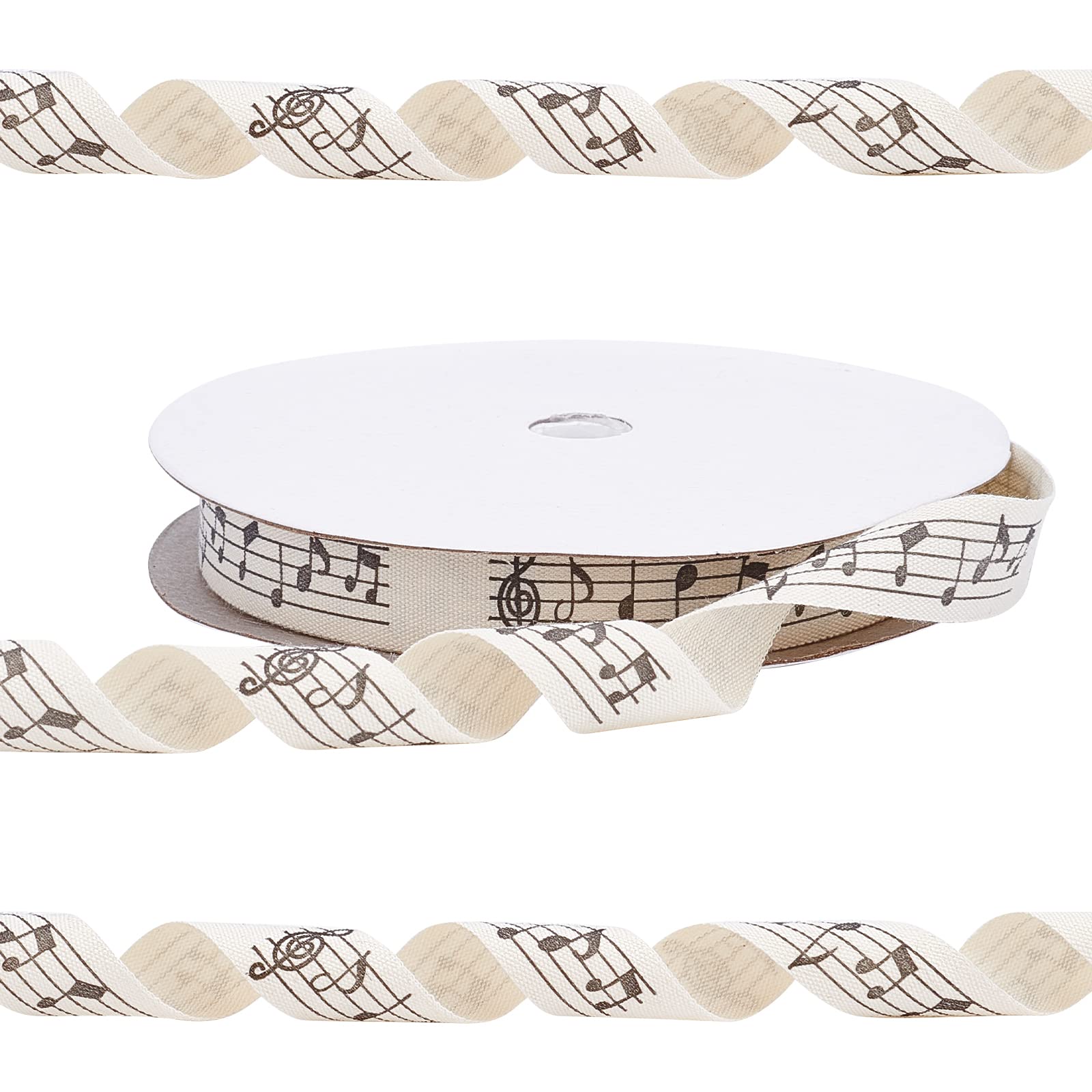 PH PandaHall20 Yard Music Note Ribbon Phonogram Printed Craft Ribbon Cream Color Wide Polyester Ribbon Roll for Wedding Cake Party Banquet Hat Dress DecorValentine's Day Gift Package, 0.8"