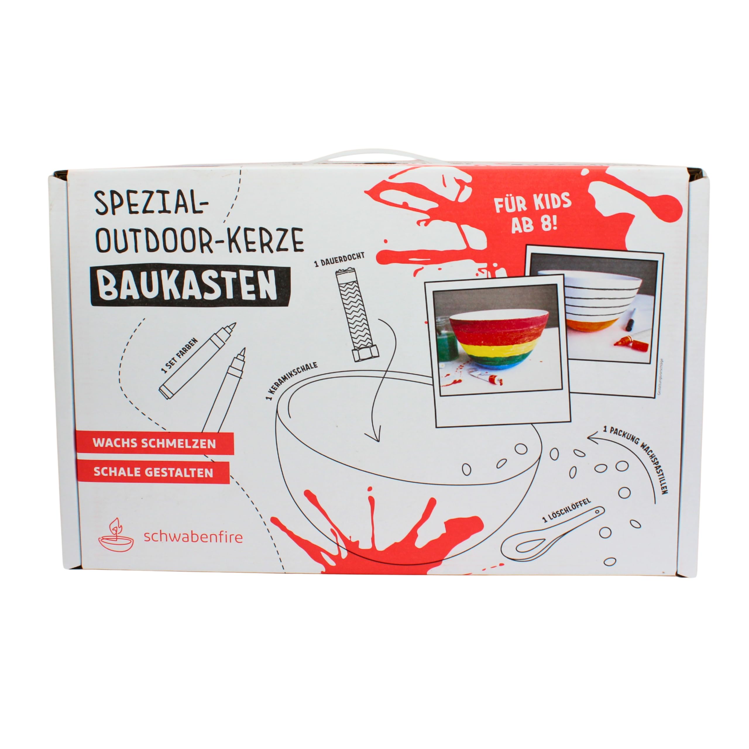 Schwabenfire Outdoor Kerze Baukasten Kerzen selber machen Set diy set erwachsene kerzen gießen set Schwabenfeuer Kerze outdoorkerze selber machen Geschenke für Kinder kreativ set für erwachsene