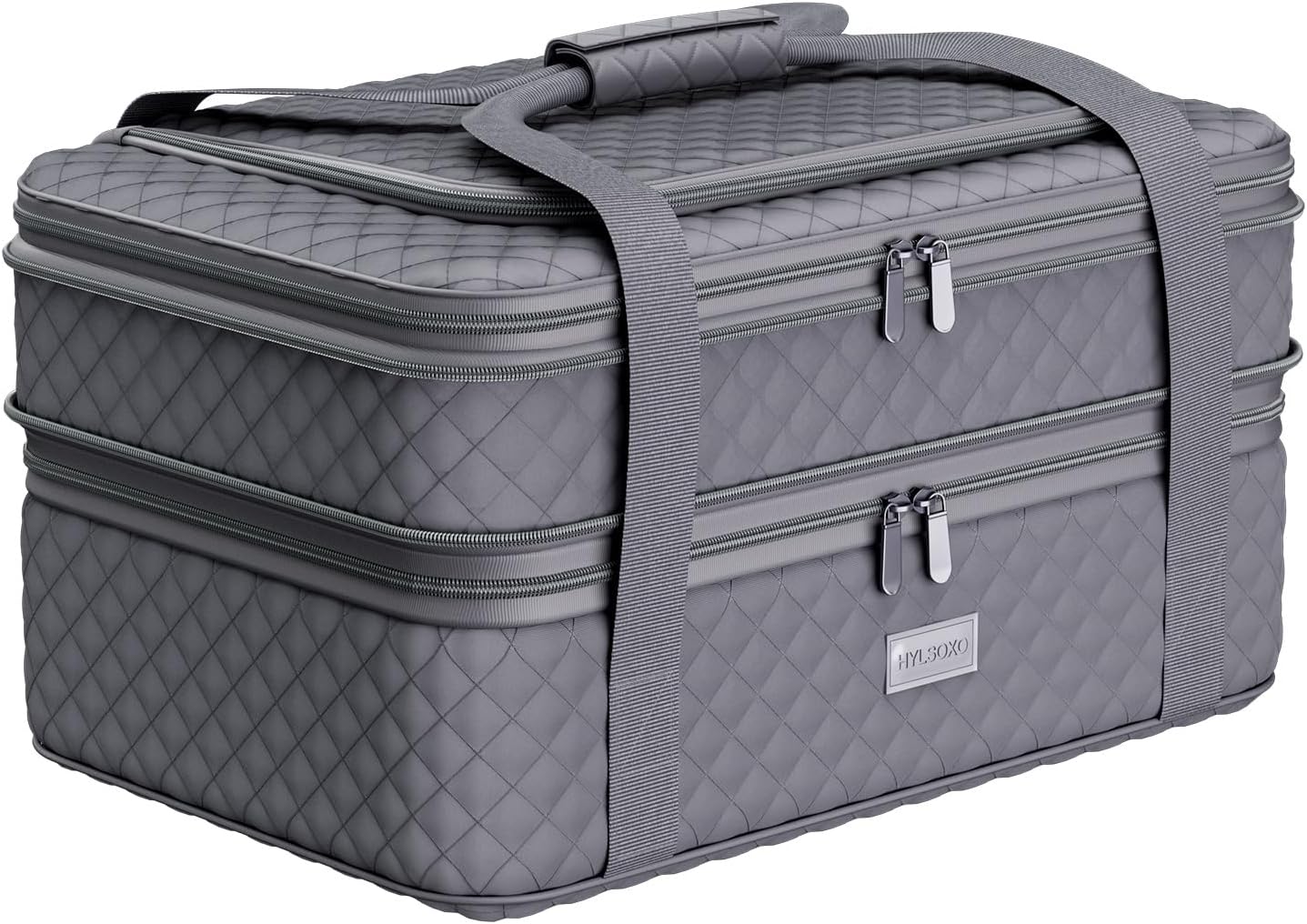 Casserole Carrier Insulated Dish Casserole Carriers for Hot or Cold Food Double Dish with Lid Baker Fits 17.7"L X 13"W X 8.6"H for Picnics Beaches Traveling Parties (Gray)