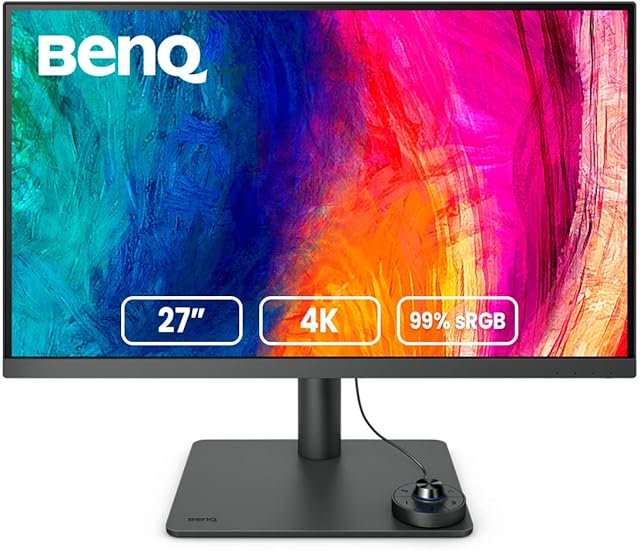 BenQ PD2705U 27 4K Monitor for Mac, UHD, sRGB, Rec.709, HDR10, IPS, AQCOLOR Technology, USB-C, Factory-Calibrated, Color Mode, Darkroom mode, Animation Mode, CAD/CAM Mode, Hotkey Puck G2, KVM