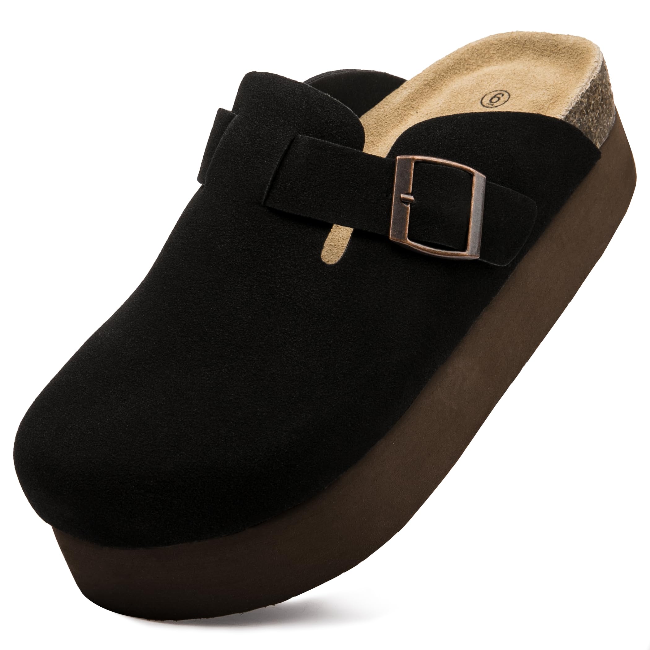 Women Suede Platform Clogs, Arch Support Slip-On Mules