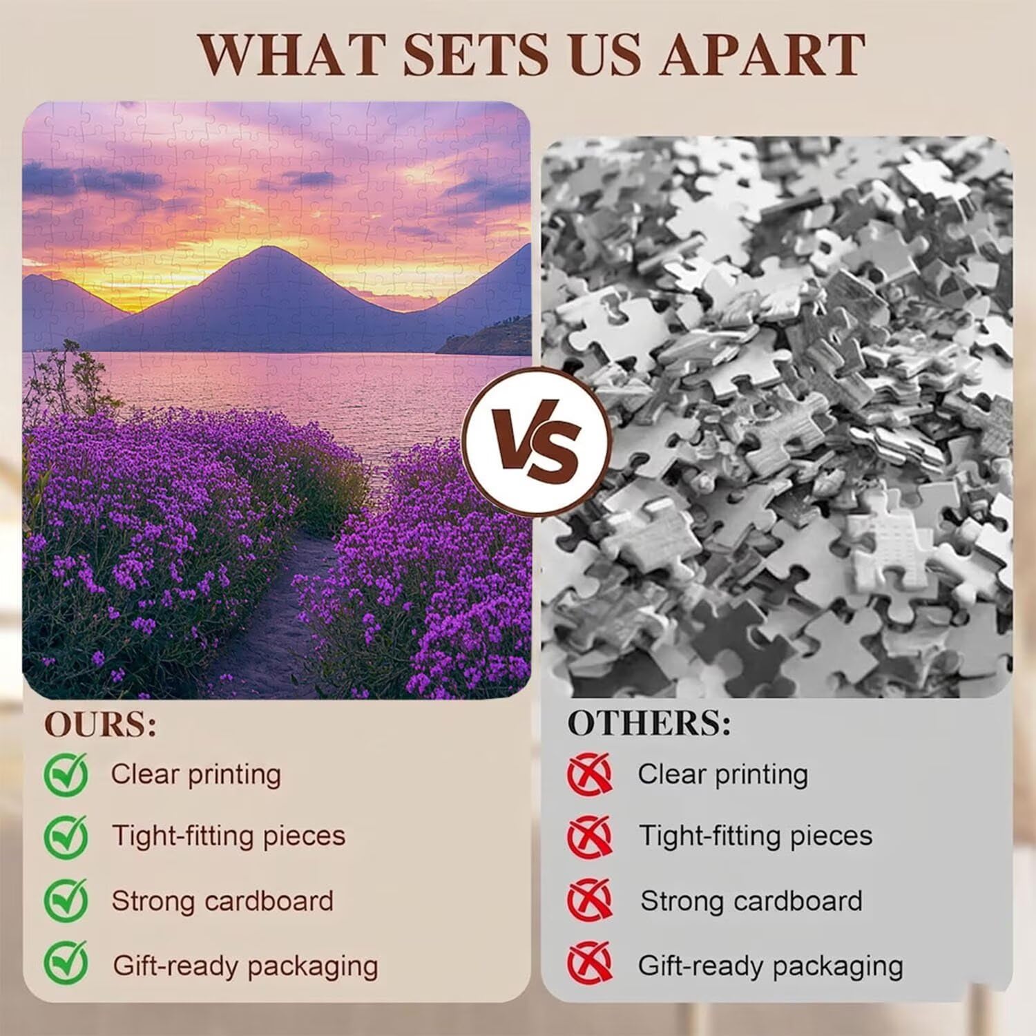 Puzzle 1000 Pezzi Classici, Puzzle paesaggio Fiore viola 75 x 50 cm, Gioco Educativo e Antistress in Legno con Poster Incluso, Ttività DIY per Famiglia, Regalo per Appassionati, Decor Parete, f0-532