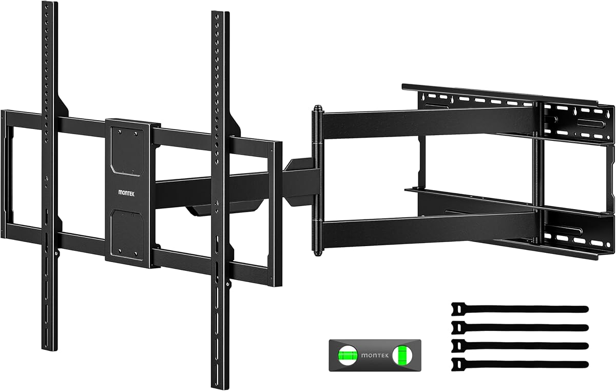 monTEK XL 40” Long Arm TV Wall Mount for 50-100 inch TVs up to 176 lbs | ±90° Swivel, +5°/-15° Tilt, ±5° Leveling, 4X Load Tested, Max VESA 800x600, Fits 16-24” Studs, Preassembled