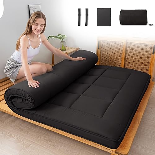 MAXYOYO Colchón japonés de suelo futón, colchón de suelo para adultos, colchón de tatami, colchón enrollable, colchón plegable para piso, cama de