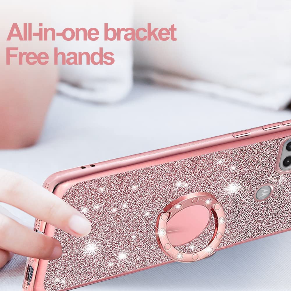 B-wishy for Motorola Moto One 5G Ace Case, Glitter Crystal