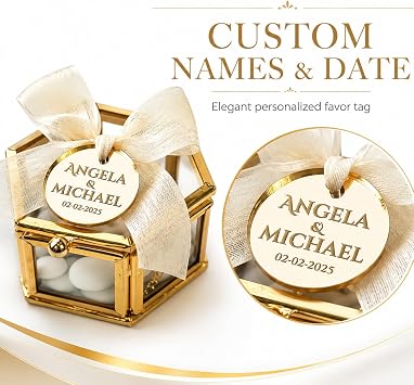 Custom Mirror Acrylic Gift Tags, Personalized Acrylic Name Tags for Wedding Favors, Baptism, Engagement Party Favors, Gold Silver Rose Gold Mirror Place Cards