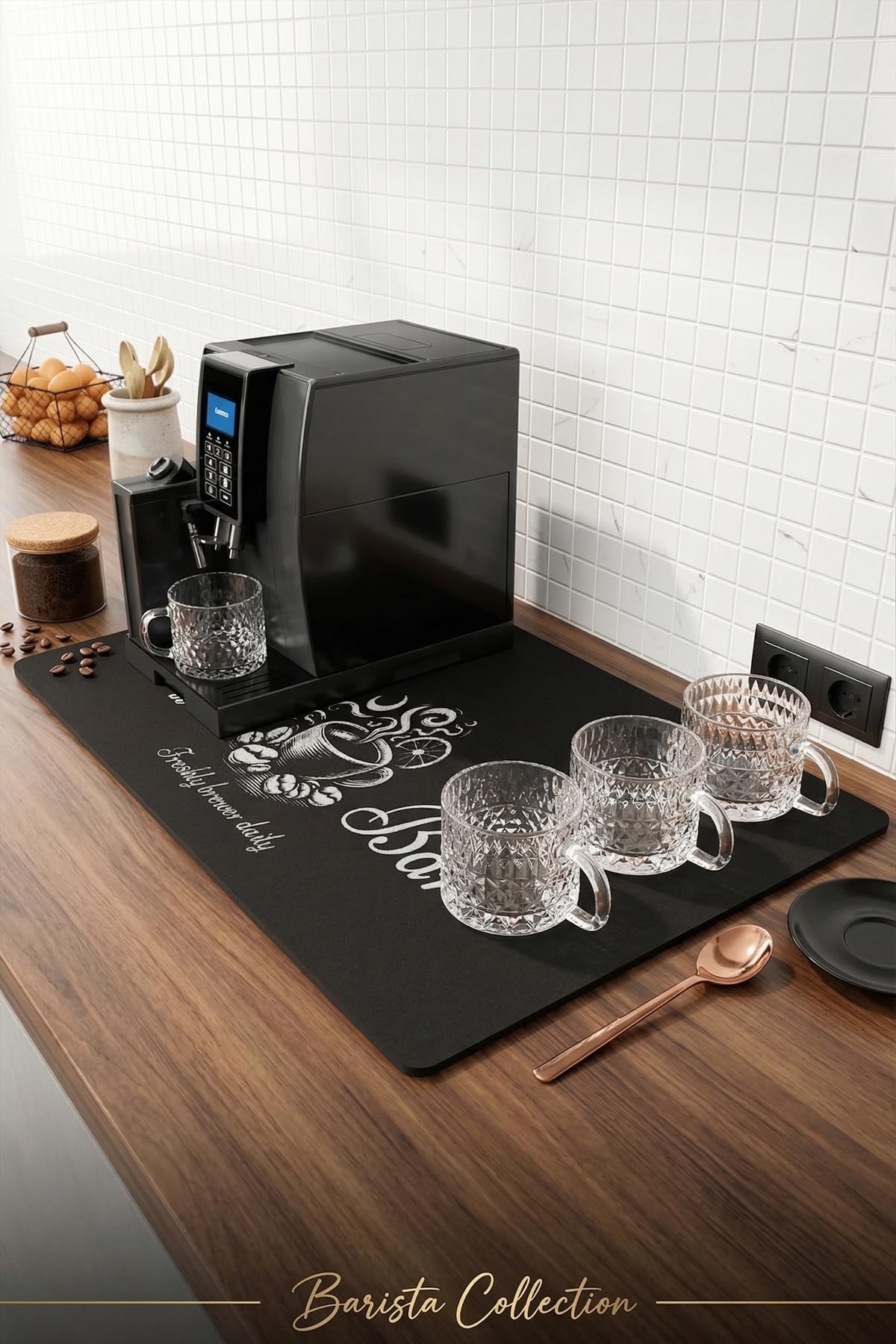 Valerine Life Barista Matı Sıvı Geçirmez Büyük Boy XXL Kahve Makinesi Pad 40x90cm Kaymaz Taban