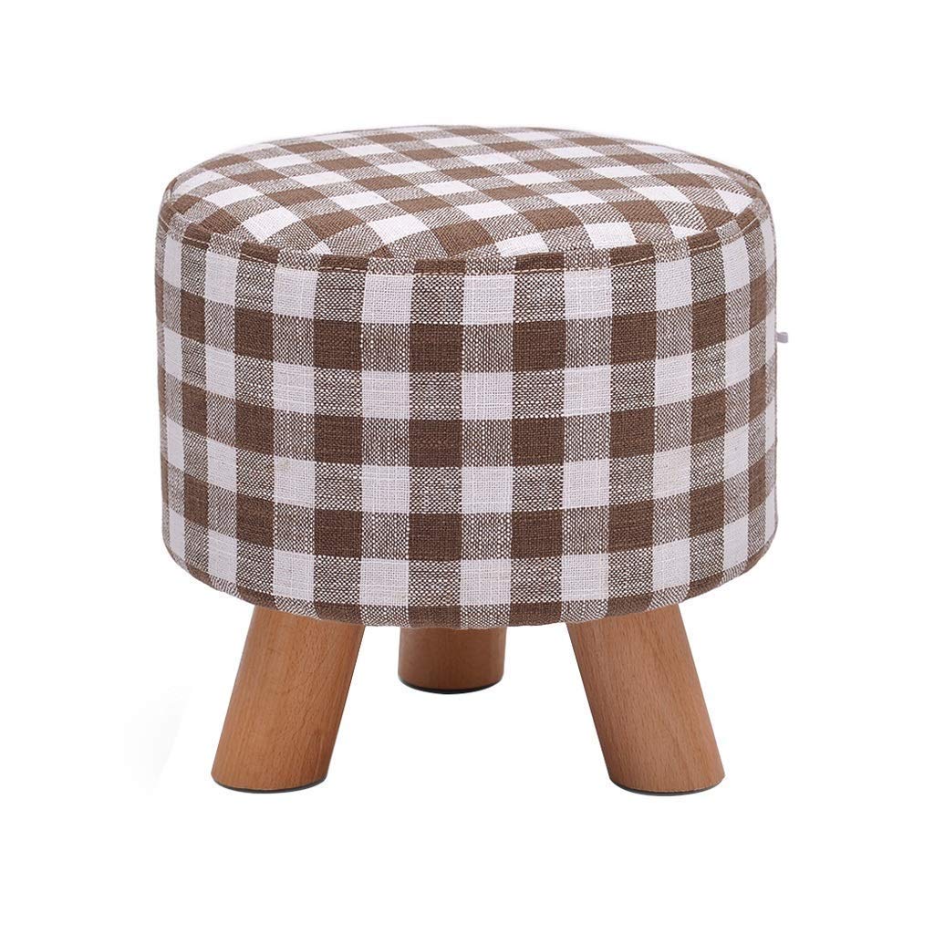 Banc à chaussures créatif en bois massif au fini marron plaid