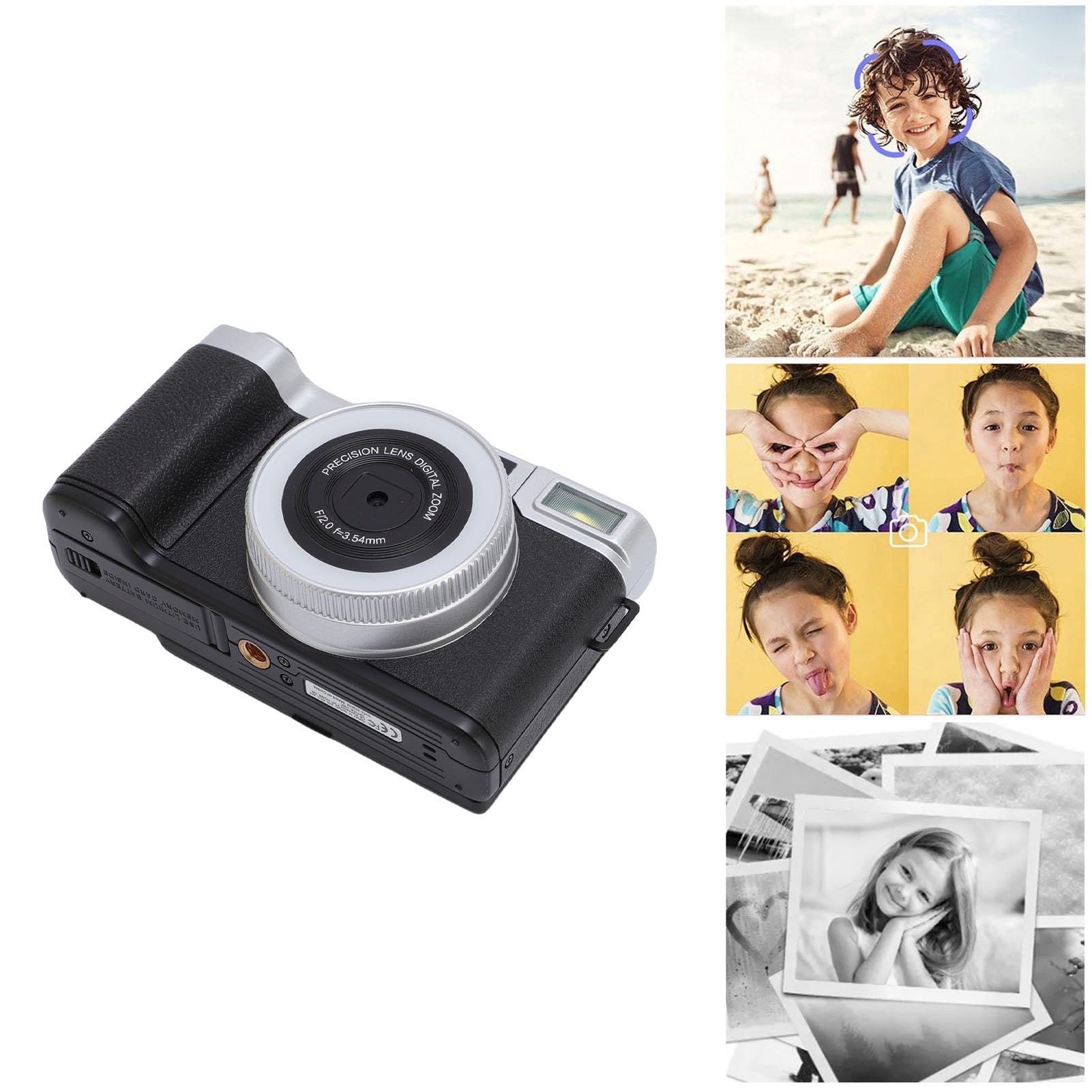 CCYLEZ 64MP 4K Aparat Cyfrowy do Fotografii, Autofokus Kamera z Ekranem 2,8 Cala, 16 Filtrów 8 Trybów Sceny, Travel Camara dla Fotografii (BLACK)