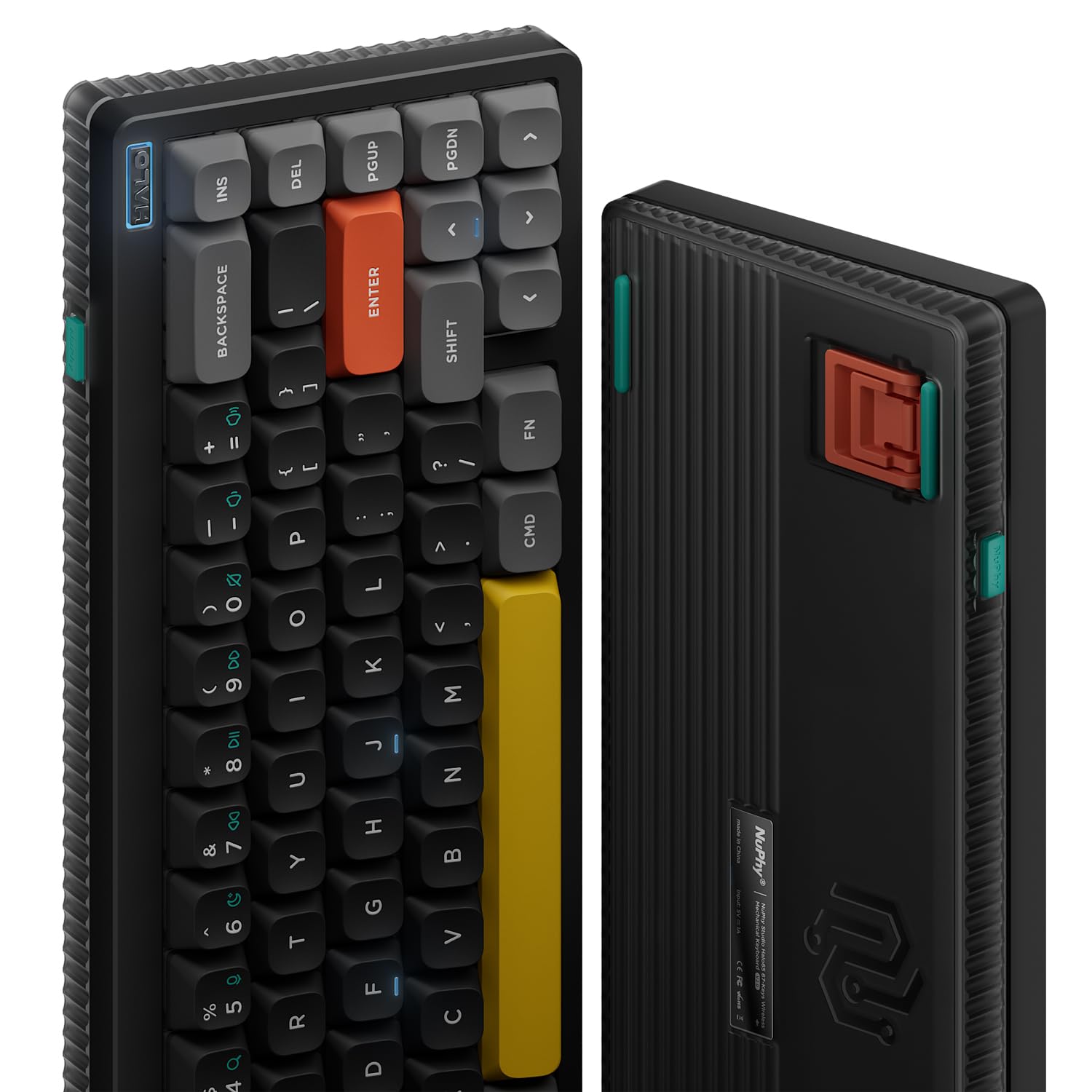 NuPhy Halo65 V2 - Clavier mécanique sans fil avec touches PBT, clavier personnalisé de jeu de 65% échangeable à chaud, compatible avec QMK/VIA, BT5.0/USB-C/2,4 GHz, Black-Raspberry Switches