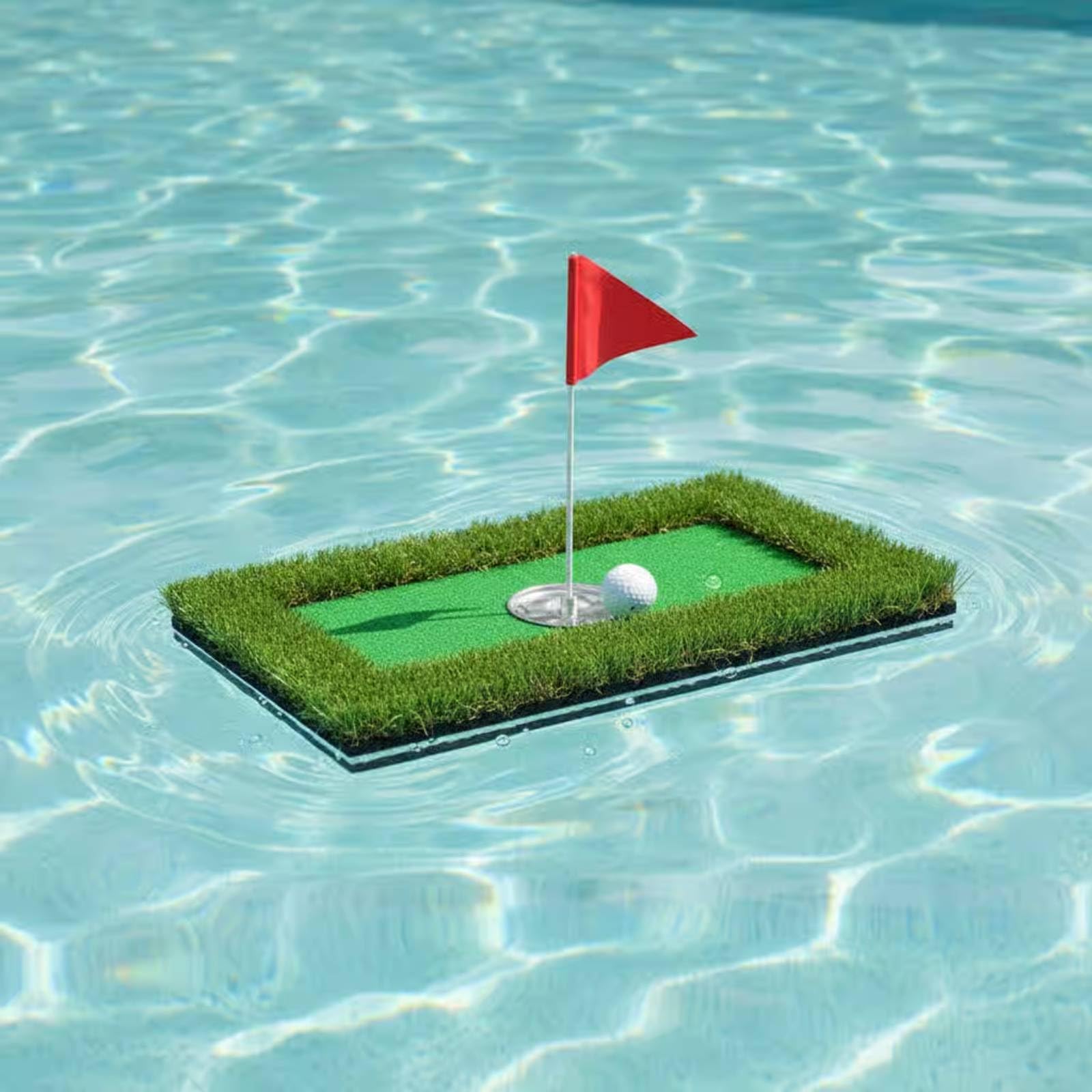 Green Galleggiante Golf Portatile Tappetino da Golf Galleggiante Forma Piede Attrezzatura Sportiva per Piscina