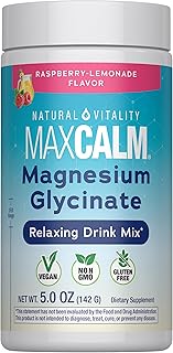 Natural Vitality MaxCalm Magnesium Glycinate Powder | Relaxing Drink Mix | Raspberry Lemonade Flavor | Non-GMO, Vegan & Gluten Free Supplement | 5oz