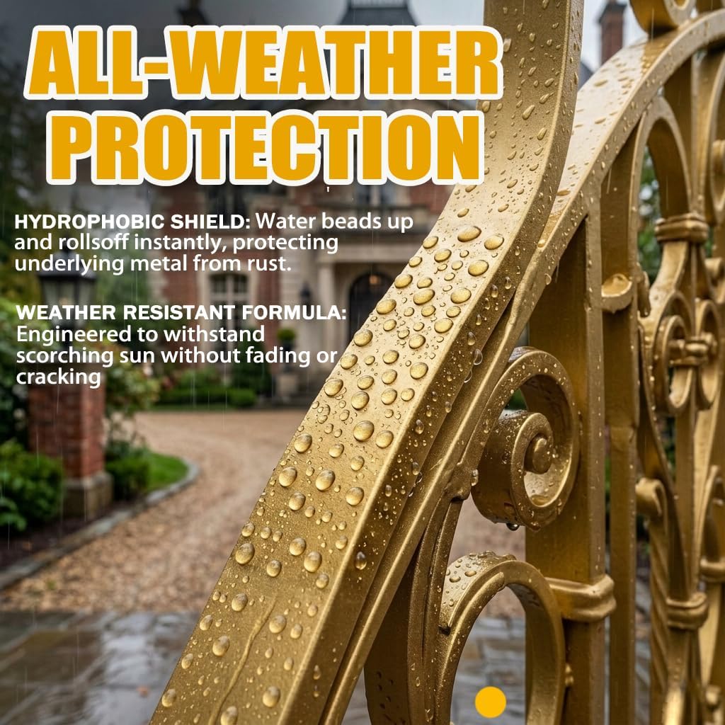 XIRUJNFD 17.6Floz/500G Metallic Gold Paint for Wood & Metal, Weather Resistant Water-Based Gold Leaf Paint for Furniture, DIY Crafts, Artwork & Home Decor, Waterproof Finish
