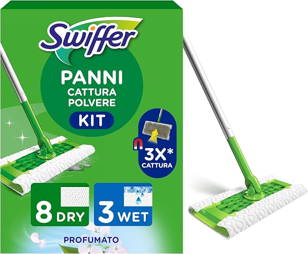Swiffer Floor Mop and Mop 1 Handle, 4 Dust Mop Cloths and 2 Mop Cloths, Dust and Dirt Trap, Great for All Types of Floors and Animal Hair - 1