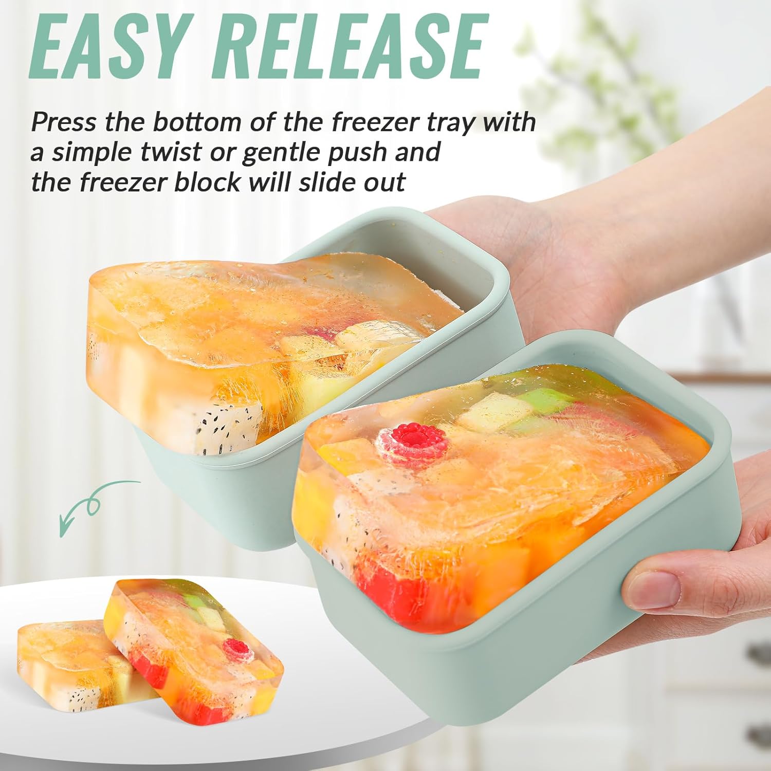 Teenyyou 6 Packs 2 Cup Silicone Soup Freezer Molds with Lid Silicone Soup Freezer Trays Rectangle Reusable Food Preserving Tray Freezing Sauces Stews (Sage Green)