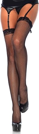 Leg Avenue Womens Plus Size Lace Top Fishnet Stockings