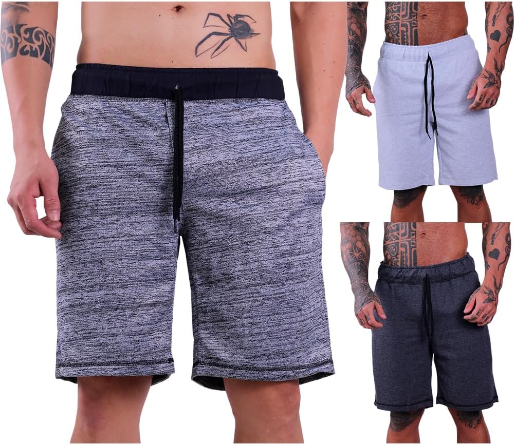 Kit 3 Bermudas Moletom Masculinas MXD Conceito Cores Básicas Casuais Treinos Musculação Academia Kit 3 Bermudas Moletom Masculinas MXD Conceito Cores Básicas Casuais Treinos Musculação Academia