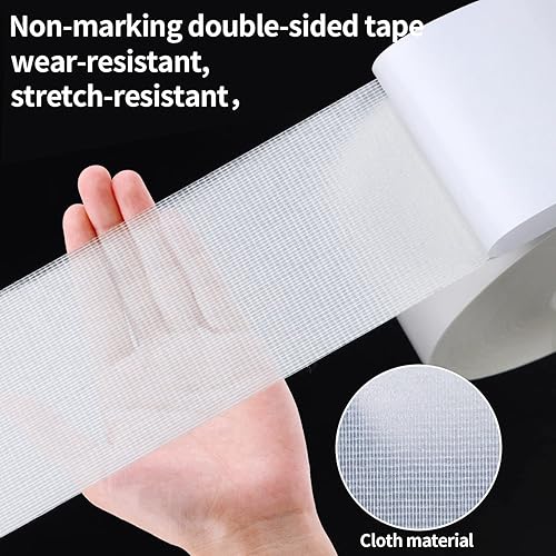 Miniatura 10 de Cinta adhesiva de doble cara resistente para pared con malla de fibra de vidrio, cinta transparente súper pegajosa, cinta de montaje fácil de usar,