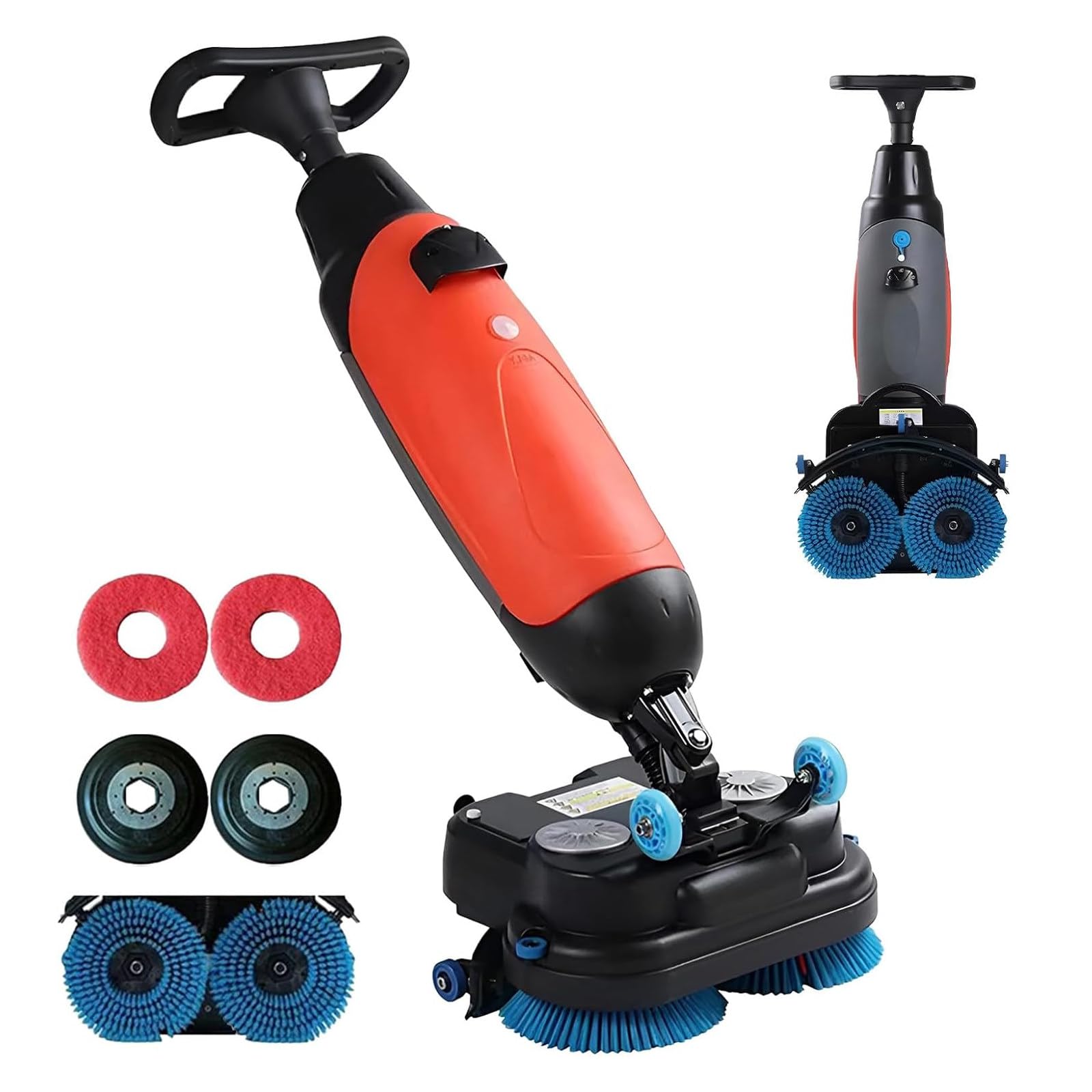 LURECAQING Walk behind floor scrubber dryer, cordless commercial,2x250W Brush Power,17" Scrub Path,360°Steering,13000 Sqft/H,4.5L+7.5L Dual Tanks,for Tile and Sealed Floors